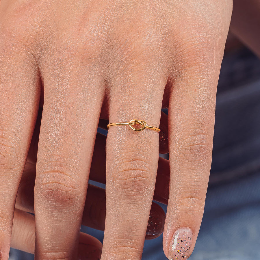 Jewelry Friends Love Knot Ring Gold Plated Diamond Love Knot Promise Ring  Twisted Rope For Women