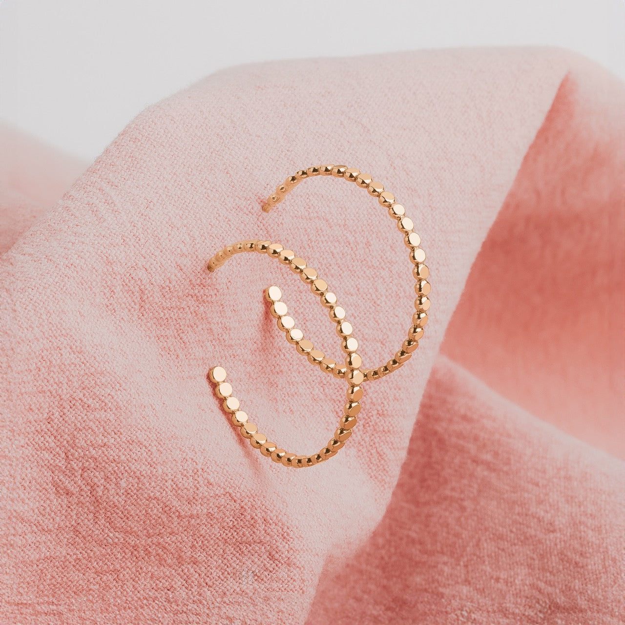 Large Glimmer Hoop Earrings | Gold, Rose Gold, Silver | Mini Dotted Dot Beaded Bead Huggie Hoops | Hammered Minimalist Everyday Studs