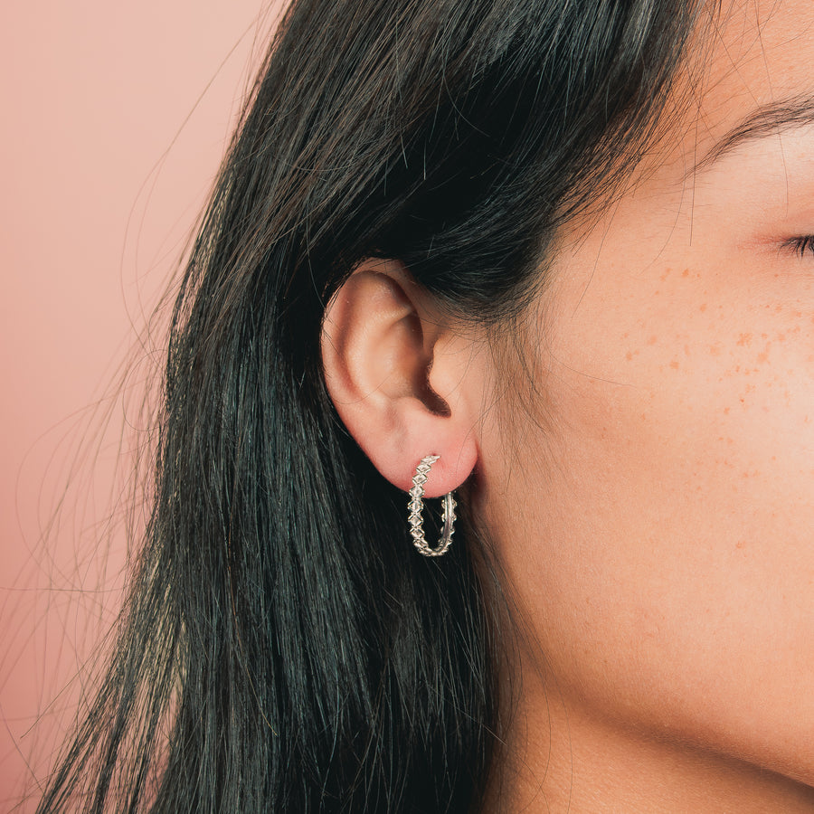 XOE Hoop Earrings in Gold, Rose Gold, or Silver | Melanie Golden Artisan Jewelry Designer Series