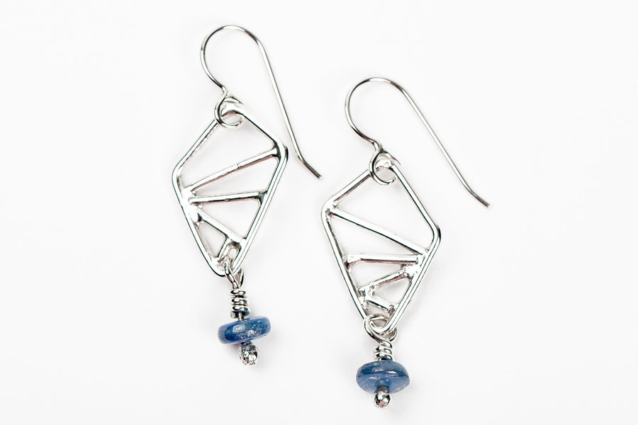 Geometric  Blue Kyanite  Earrings