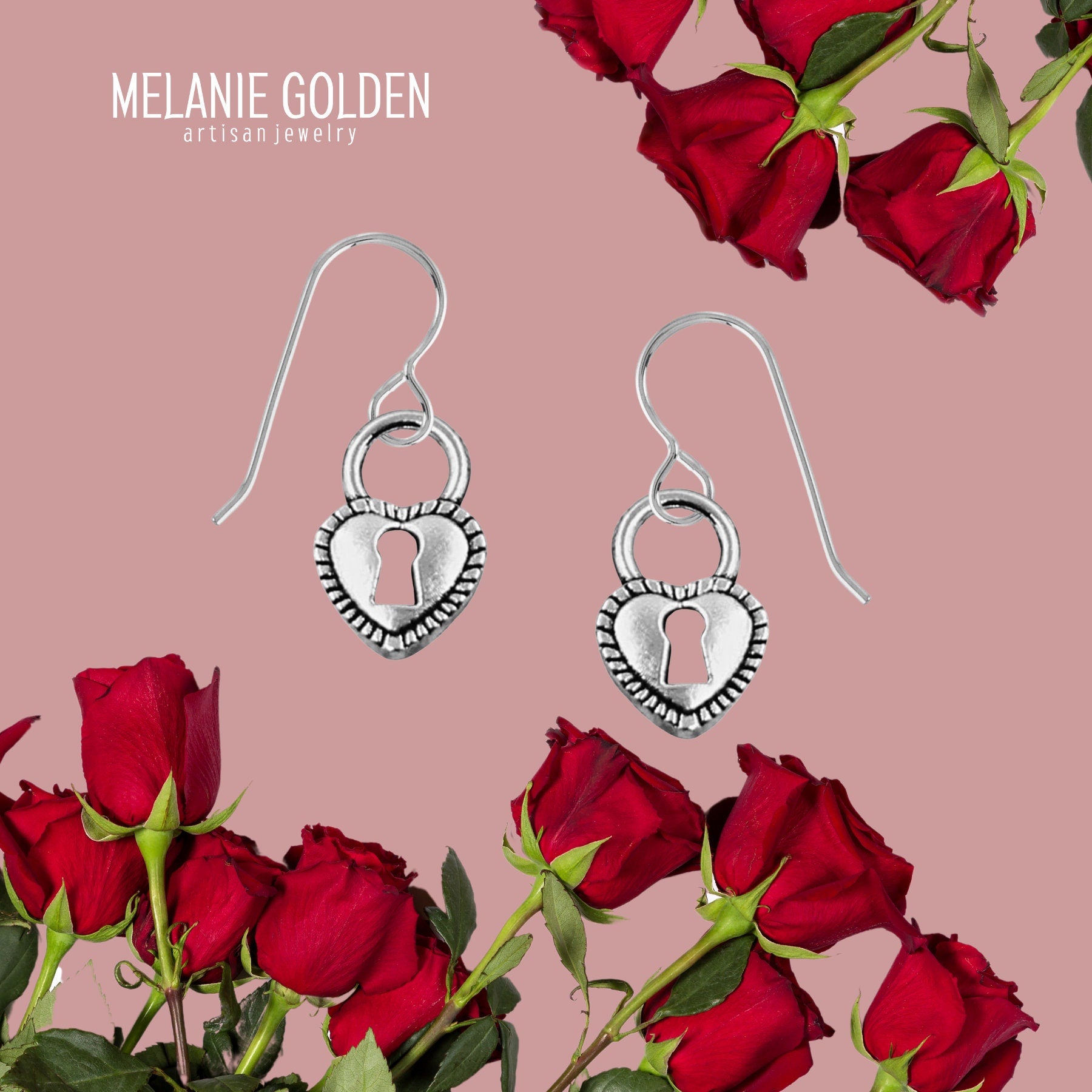 Heart Dangle Drop Earrings For Women And Girls | Valentines & Love Jewelry | Multiple Styles Available (Key Hole Locket Heart Earrings)