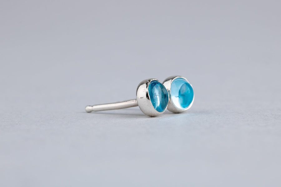 Aqua Blue Topaz Gemstone Stud Earrings - Melanie Golden Jewelry - _badge_bestseller, bestseller, earrings, stud earrings, studs
