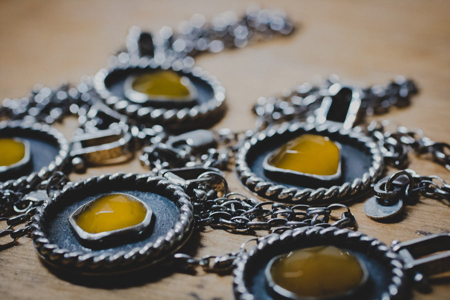 Sunny Yellow Chalcedony Medallion Necklaces