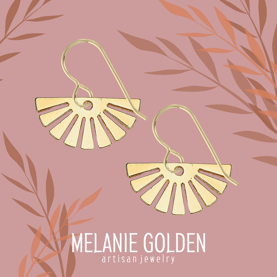 Gold Fan Earrings - Melanie Golden Jewelry - dangle earrings, earrings