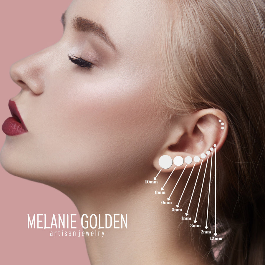 MELANIE GOLDEN JEWELRY Tiny Round Dot Disc Stud Earrings in 925 Sterling Silver, Gold Vermeil, or Rose Gold Vermeil | Dainty Minimalist Earrings for Women