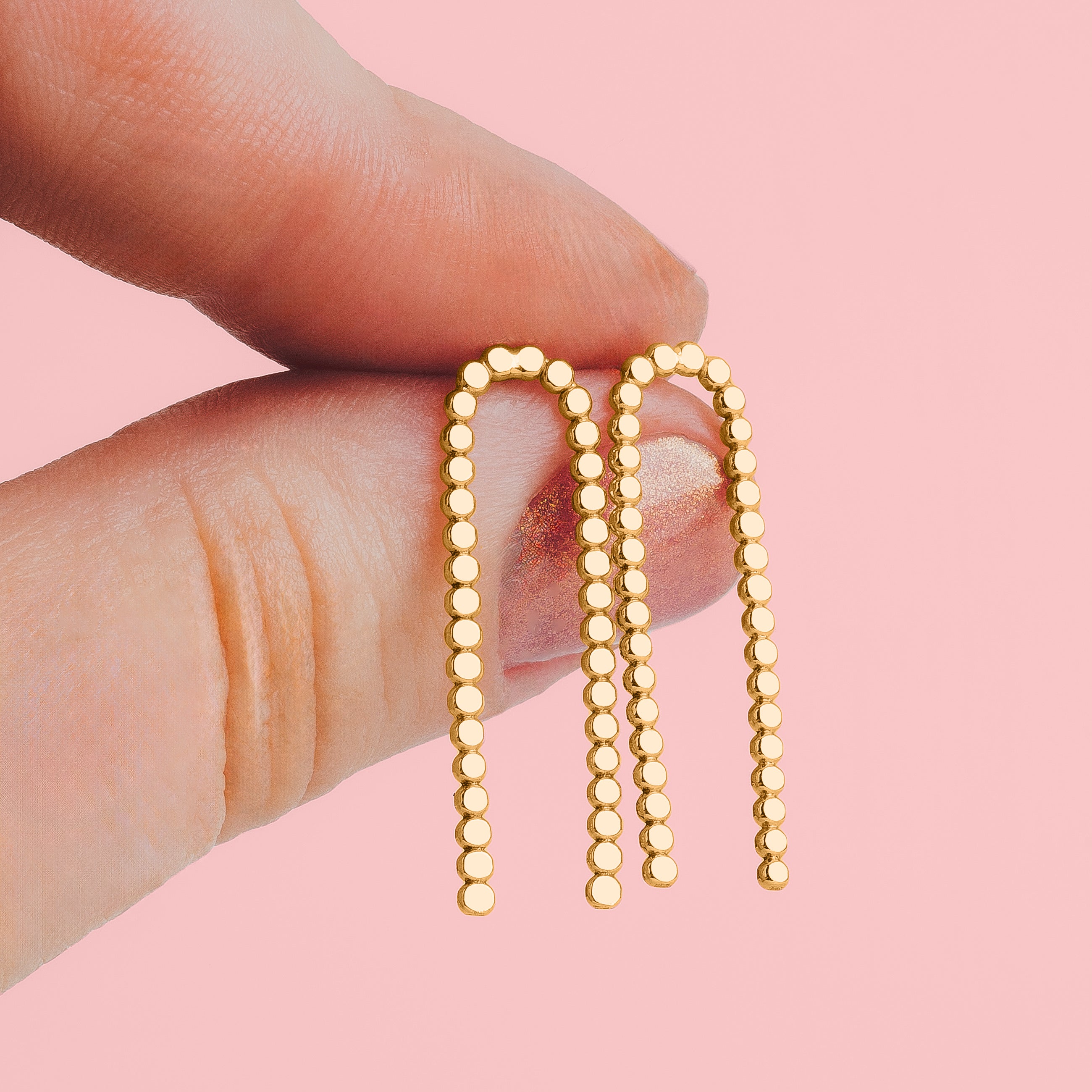 Glimmer Arch Stud Earrings | Gold, Rose Gold, Silver | Big Long Arc Arched Dotted Dot Beaded Bead Posts | Hammered Minimalist Everyday Studs