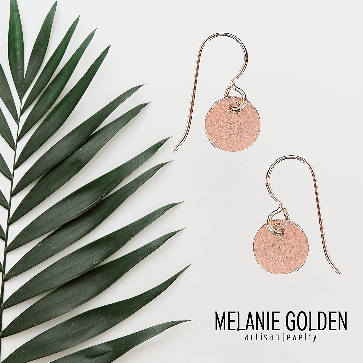 Round Circle Disc Dangle Drop Earrings In Sterling Silver, Gold, Or Rose Gold (14K Rose Gold Fill)