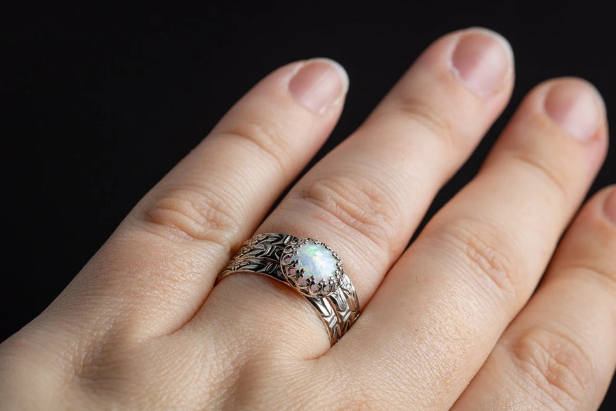 Floral Opal Stacking Rings