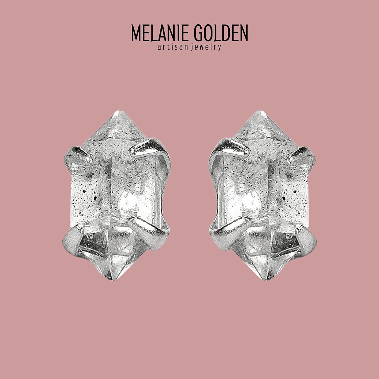 Tiny Raw Herkimer Diamond Stud Earrings - Melanie Golden Jewelry - _badge_BESTSELLER, bestseller, christmas, Earrings, for the bride, love, stud, stud earrings, wedding