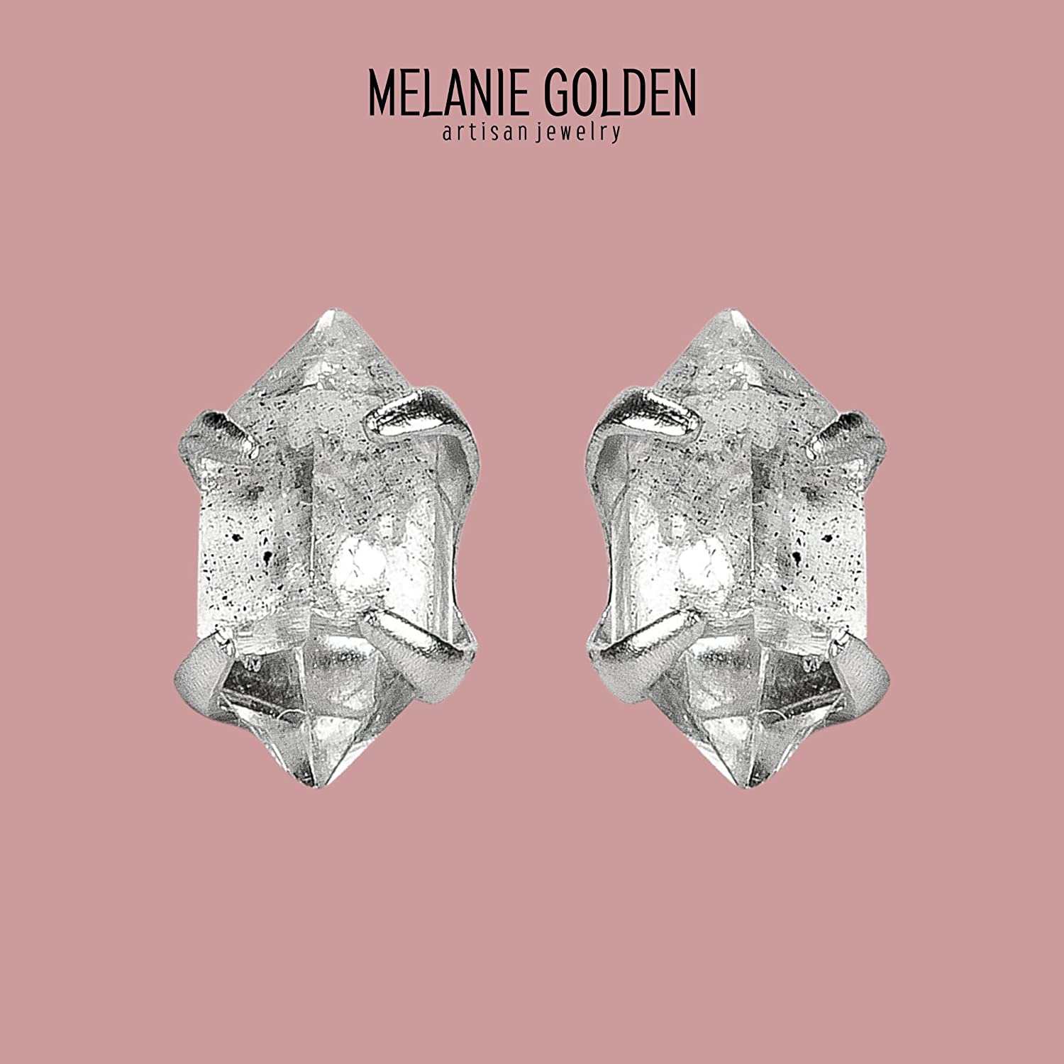 Tiny Raw Herkimer Diamond Stud Earrings - Melanie Golden Jewelry - _badge_BESTSELLER, bestseller, christmas, Earrings, for the bride, love, stud, stud earrings, wedding