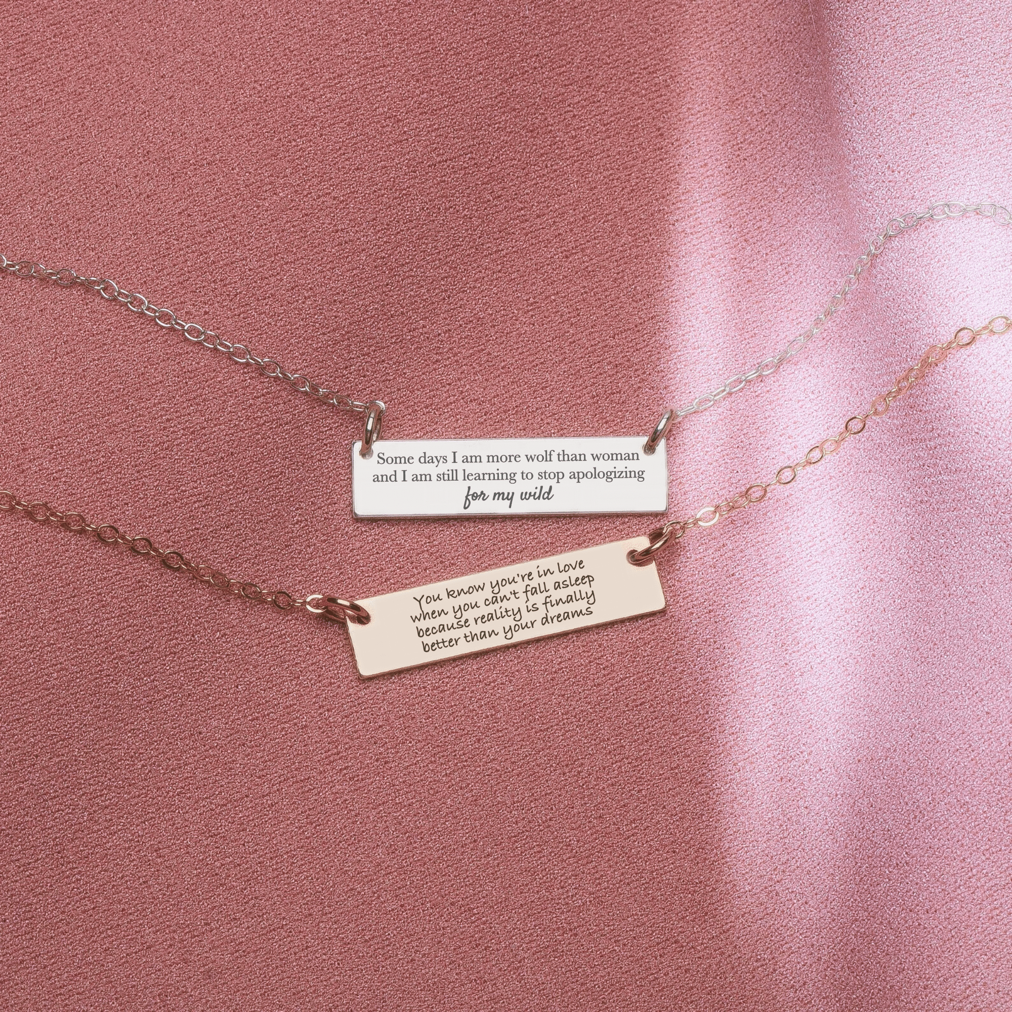 Custom Quote Bar Necklace | Personalized Engraved Skinny Message Bar Necklace in Silver, Gold, or Rose Gold | Customized Gift for Her