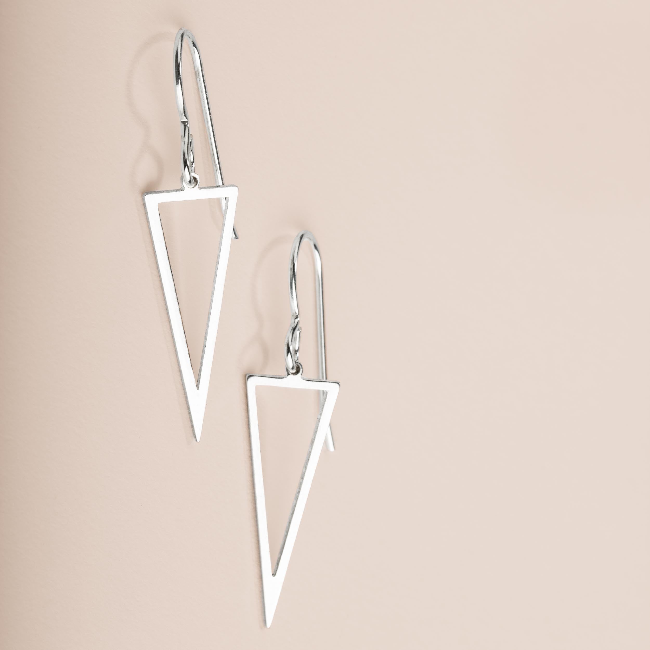 Triangle Dangle Earrings | Large Sterling Silver Geometric Arrow Point Drop Earrings for Women and Girls
