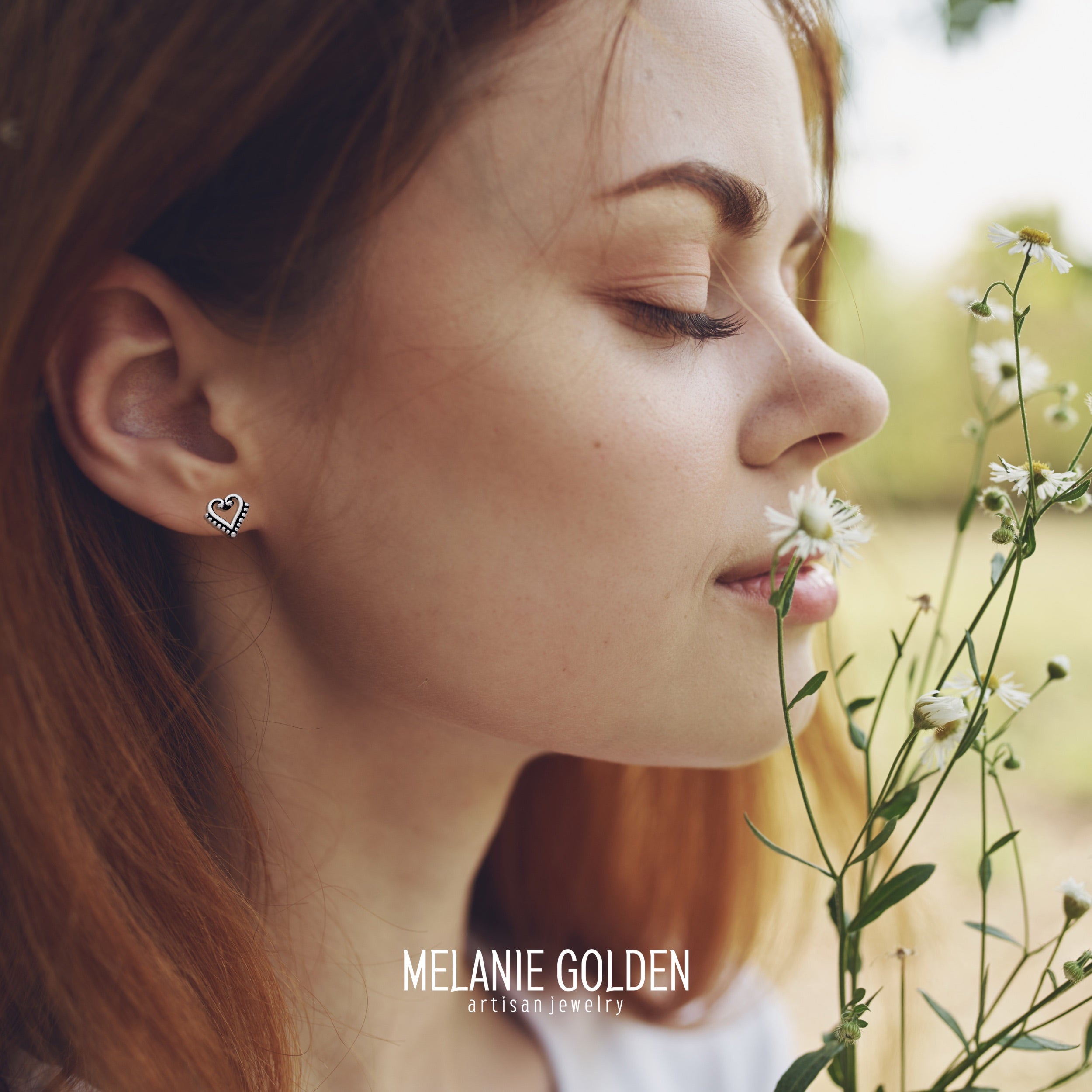 Beaded Heart Stud Earrings | Tiny Oxidized Black & Silver Love Post Earrings In Sterling Silver | Love and Valentines Jewelry