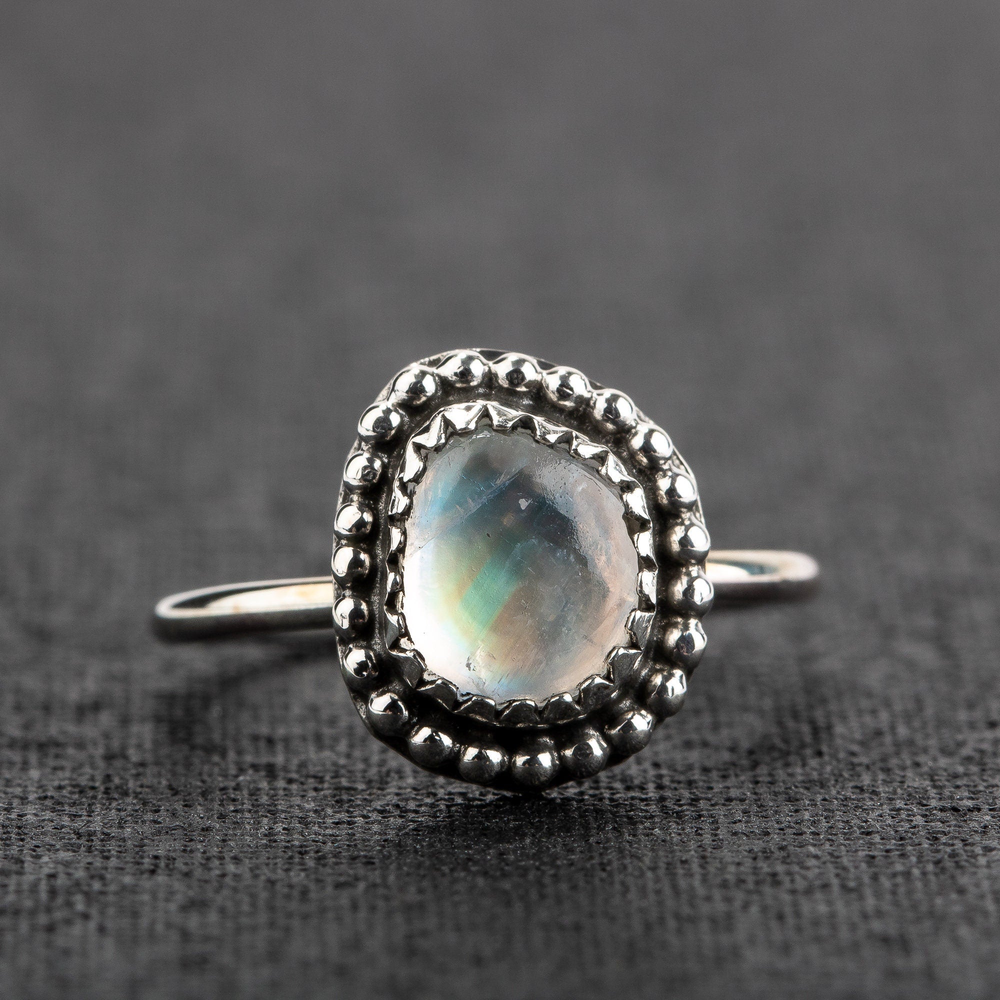 Size 3 Midi Ring | Rainbow Moonstone