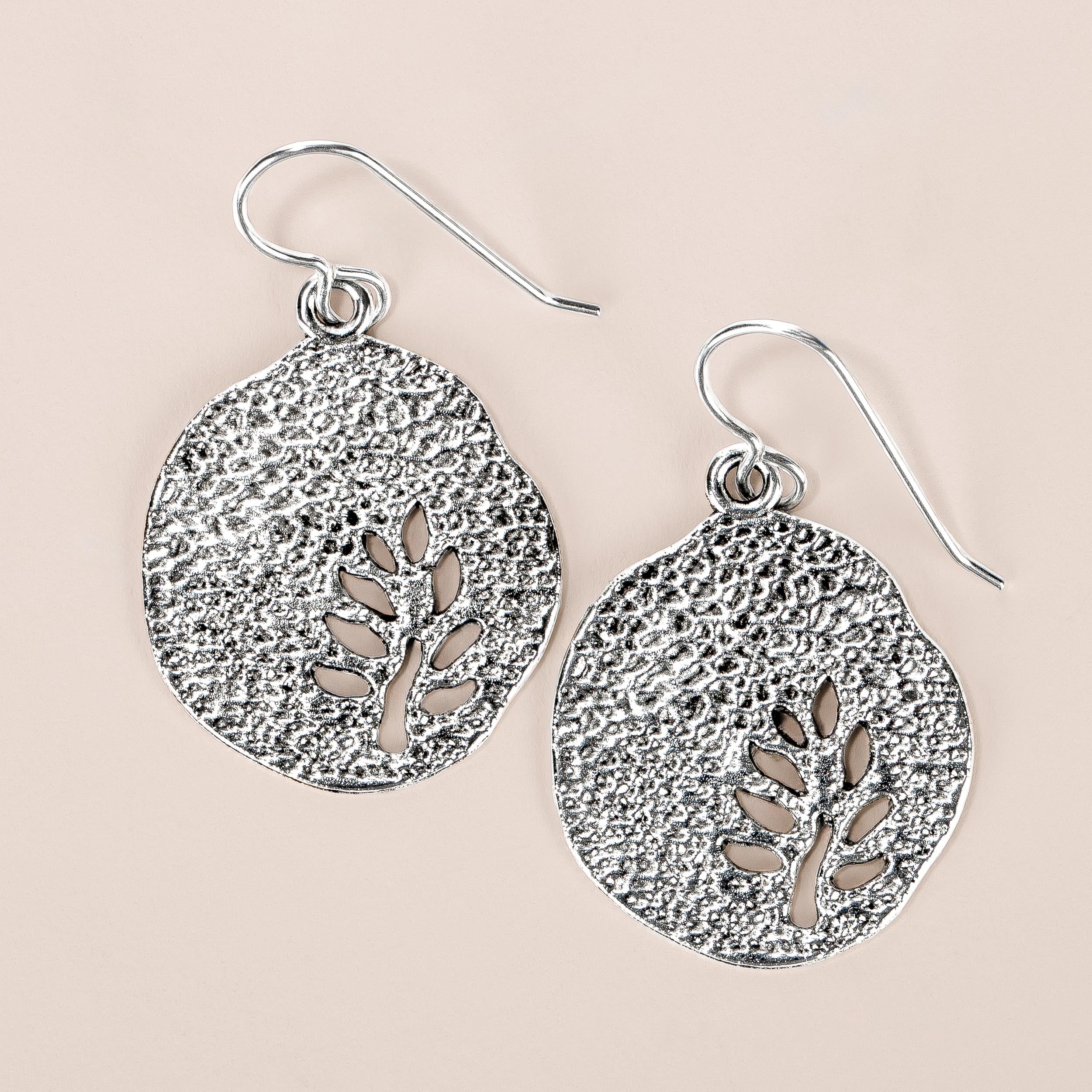 Tree Branch Disc Dangle Earrings | Fun Summer Earrings for Women and Girls in Sterling Silver