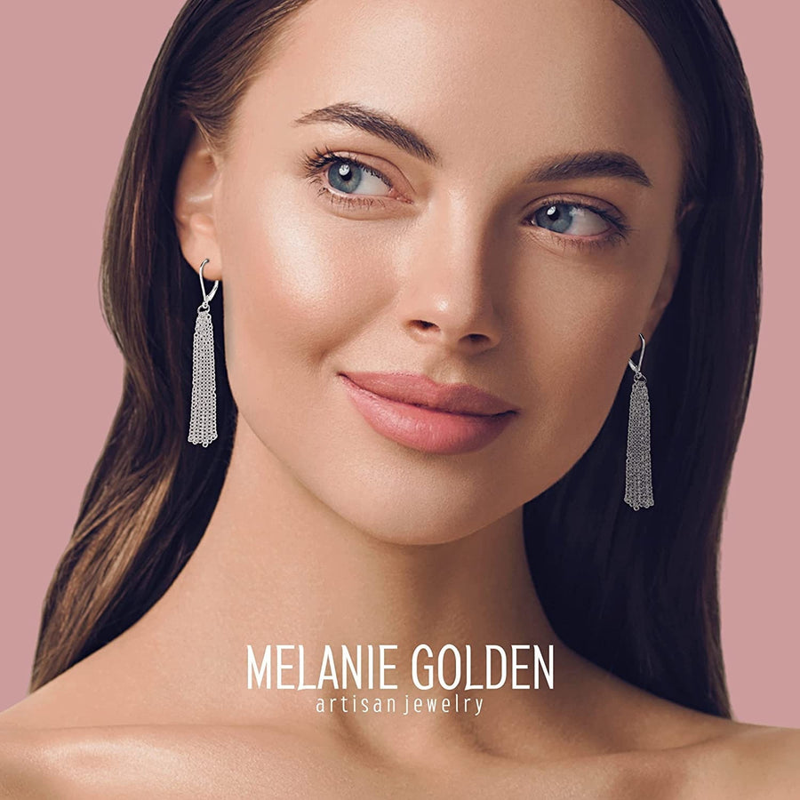 Silver Chain Tassel Leverback Earrings | Sleek Long Sterling Silver Waterfall Fringe Earrings | Lightweight Jewelry For Women