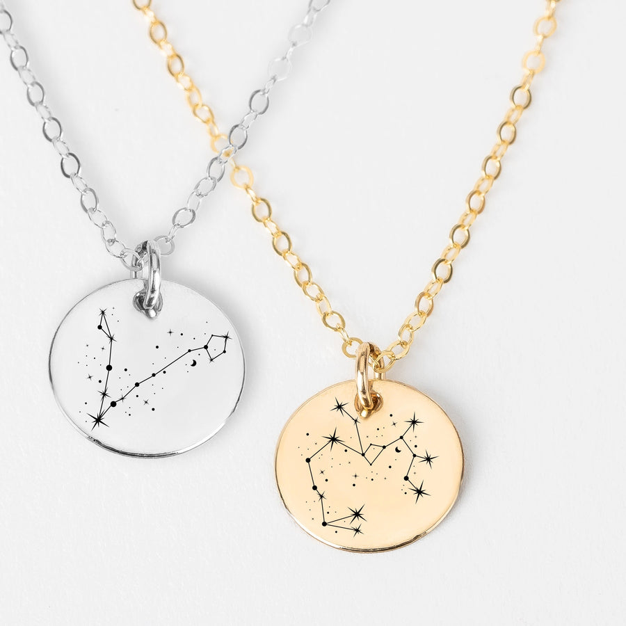 Constellation Disc Necklace - Melanie Golden Jewelry - _badge_new, birth month, bridal party, celestial, disc necklaces, love, mystic, necklaces, new, pendant necklace, personalized, wedding