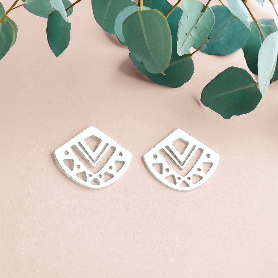 Myra Stud Earrings | Sterling Silver Geometric Triangle Post Earrings | Small Tribal Ethnic Aztec Boho Bohemian | Minimalist Boho Chic Look