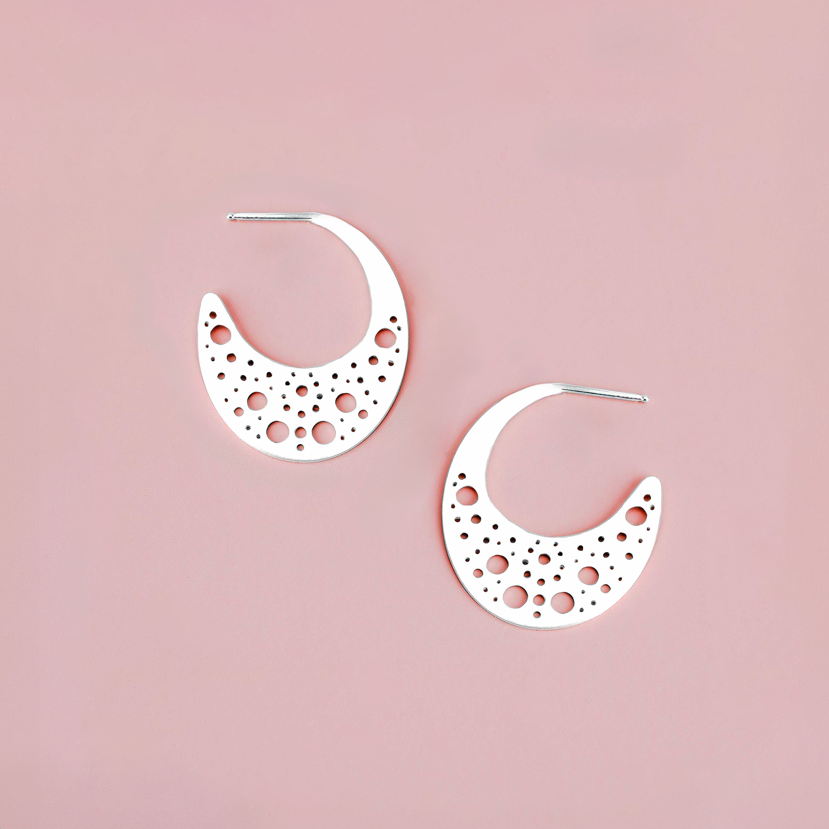 Nebula Hoop Earrings | Sterling Silver Large Big Geometric Cut Out Galaxy Star Night Sky Constellation Earrings | Perfect Gift for Her