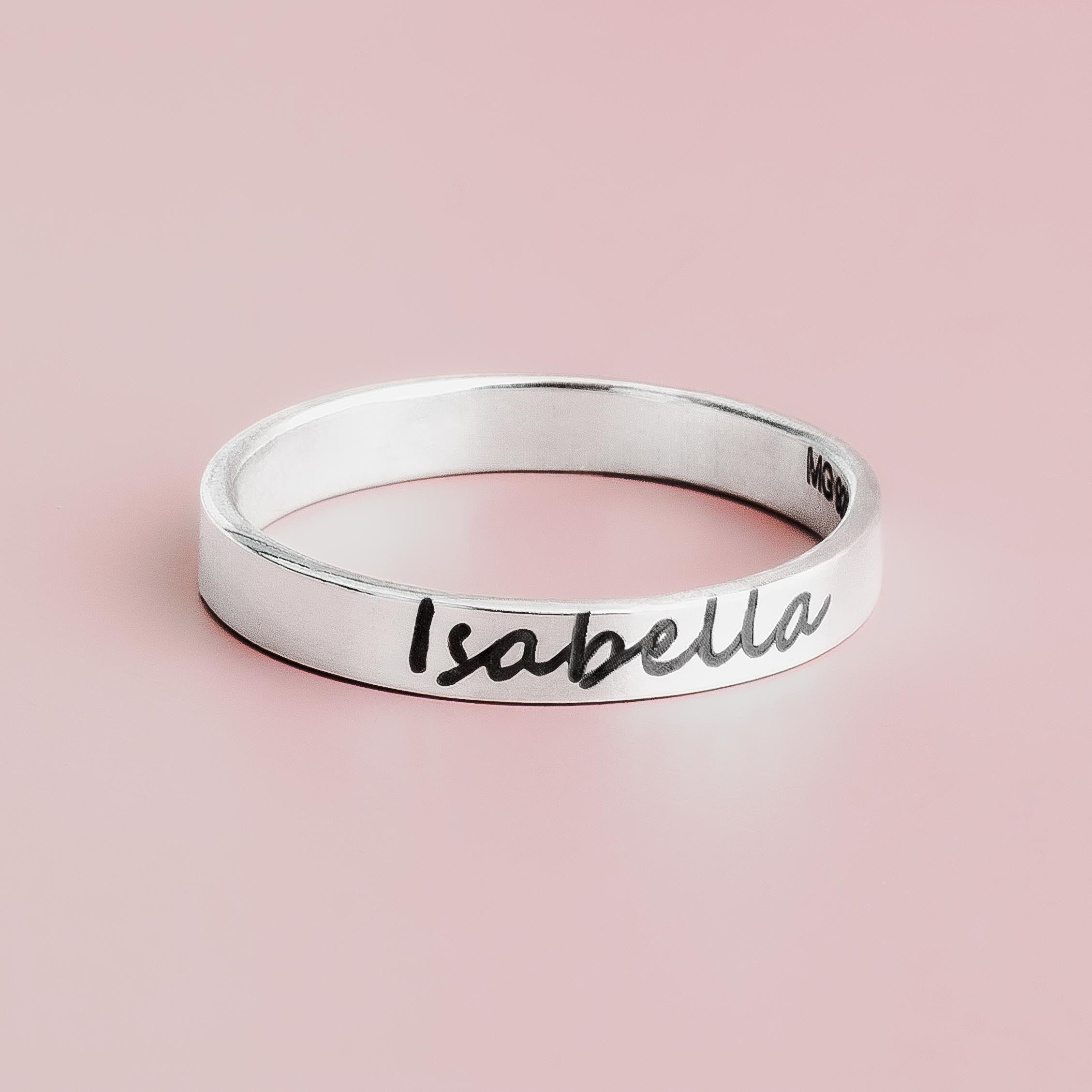 Personalized Name Ring Band | Sterling Silver 3mm Wide Custom Name Ring | Comfort Fit USA Sizes 5-12