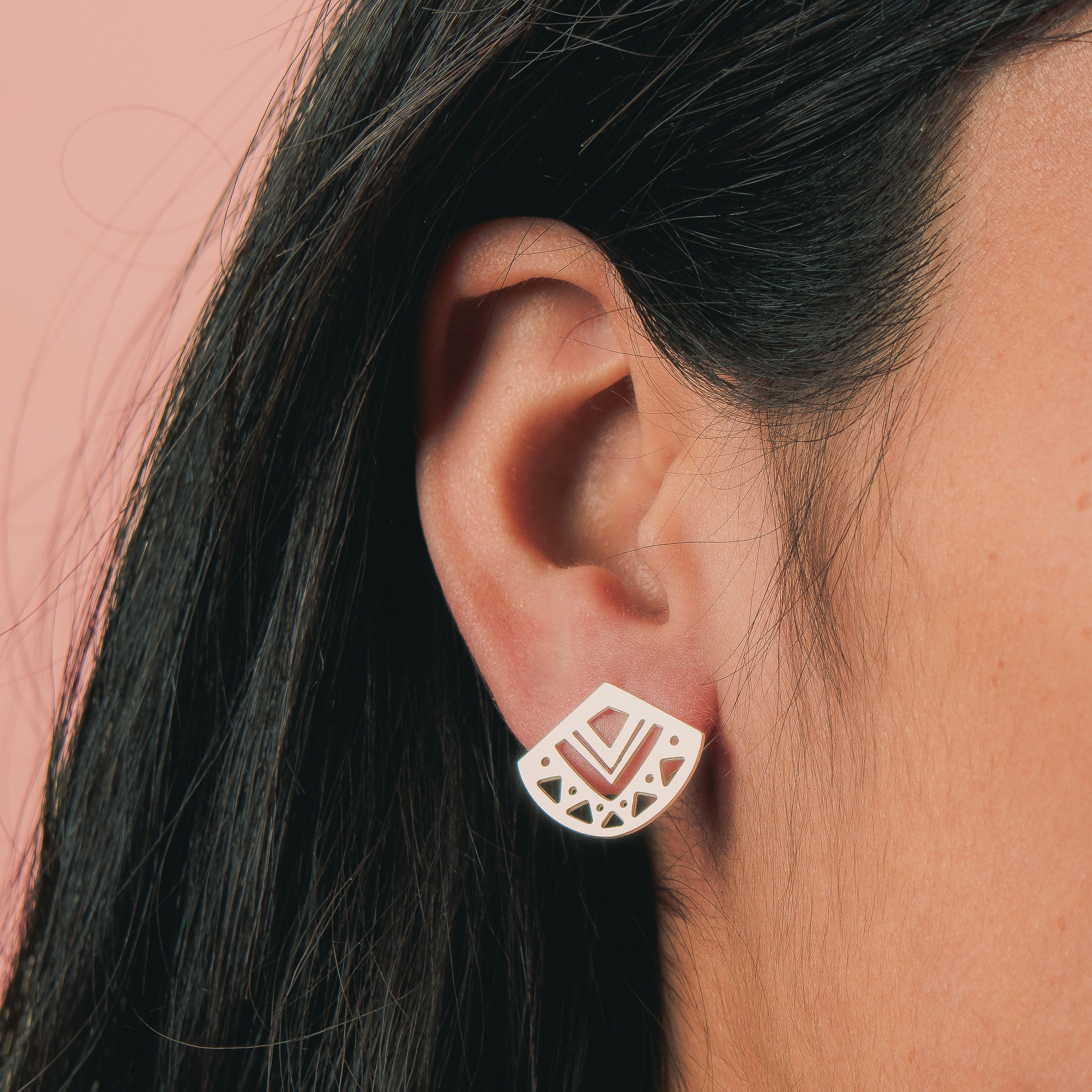 Myra Stud Earrings | Sterling Silver Geometric Triangle Post Earrings | Small Tribal Ethnic Aztec Boho Bohemian | Minimalist Boho Chic Look
