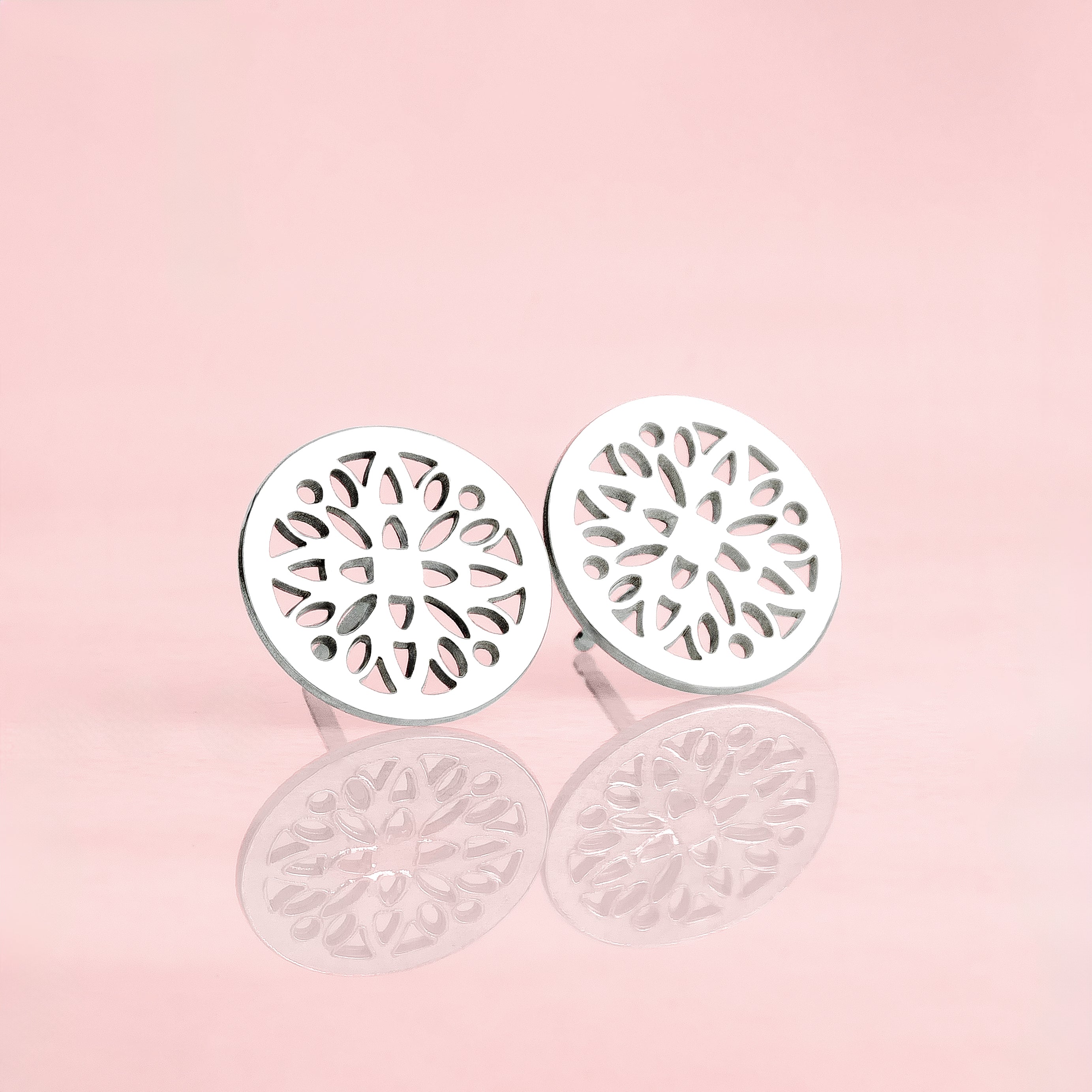 Cassia Stud Earrings | Sterling Silver Floral Filigree Post Earrings | Delicate Dainty & Sweet Lattice Earrings | Perfect Minimalist Look