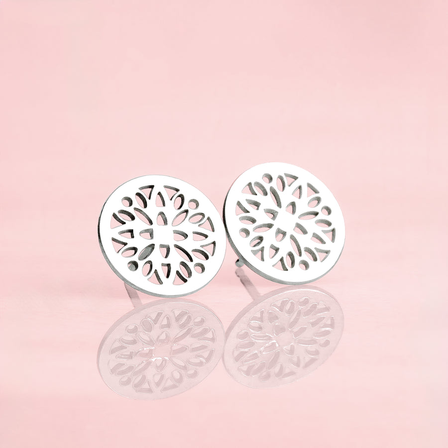 Cassia Stud Earrings | Sterling Silver Floral Filigree Post Earrings | Delicate Dainty & Sweet Lattice Earrings | Perfect Minimalist Look