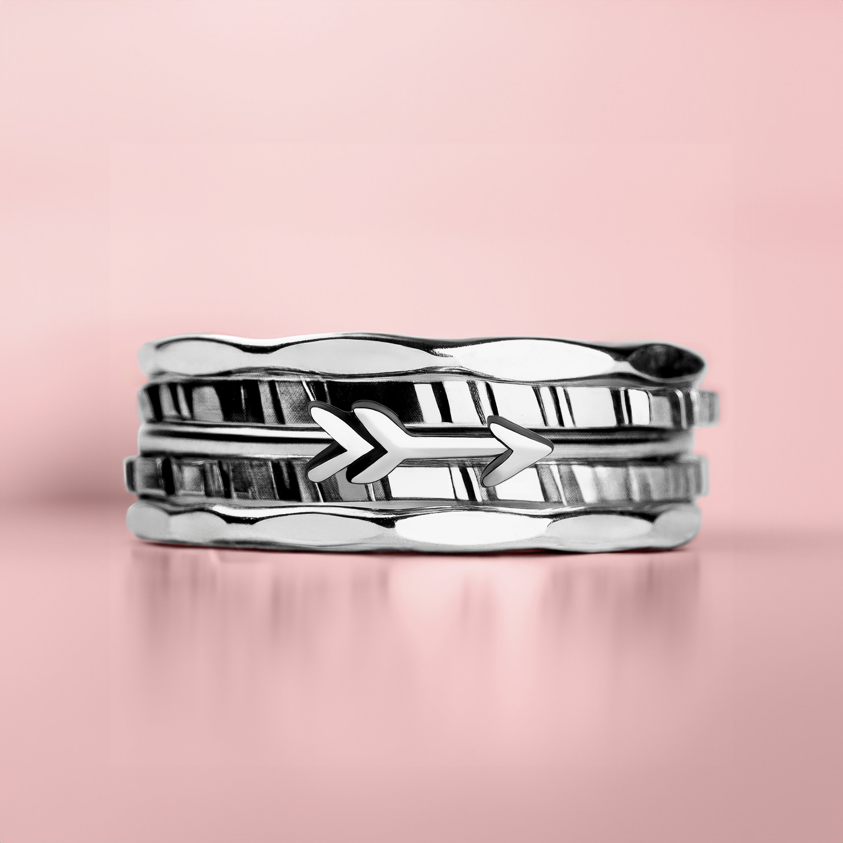 Set of 5 Arrow Stacking Rings | Sterling Silver Bohemian Ring Set with hammered texture | USA Sizes 4-12