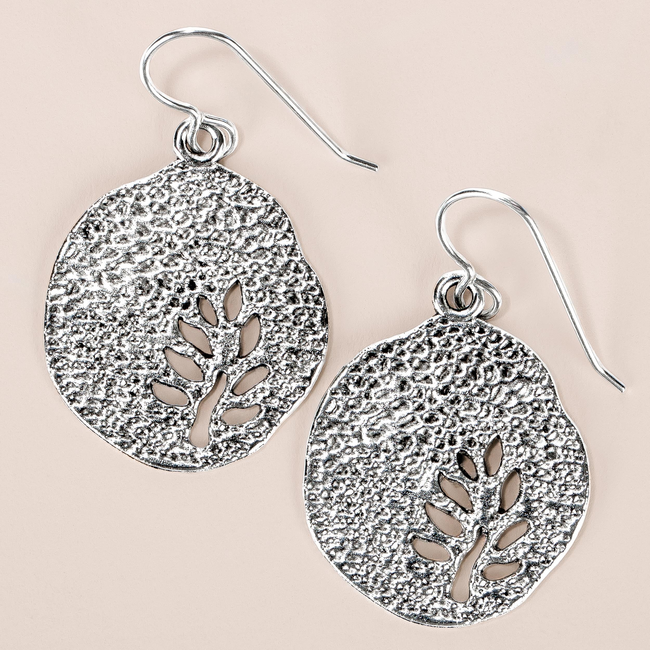 Tree Branch Disc Dangle Earrings | Fun Summer Earrings for Women and Girls in Sterling Silver