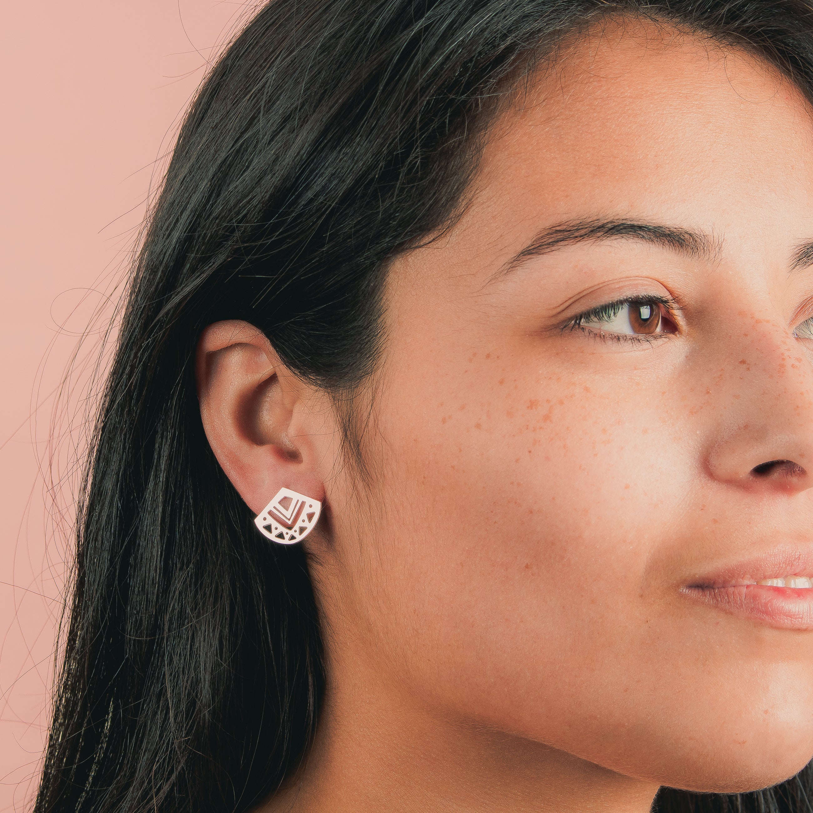 Myra Stud Earrings | Sterling Silver Geometric Triangle Post Earrings | Small Tribal Ethnic Aztec Boho Bohemian | Minimalist Boho Chic Look