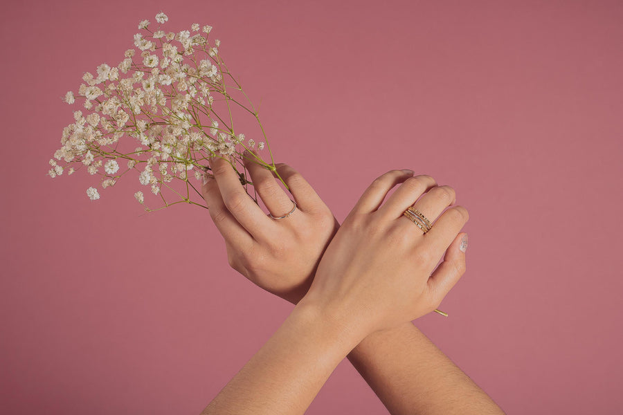 Gold Dot Stacking Ring - Melanie Golden Jewelry - _badge_BESTSELLER, bestseller, everyday, minimal, minimal jewelry, mixed metal, ring, ring band, ring bands, rings, stacking ring, stacking rings