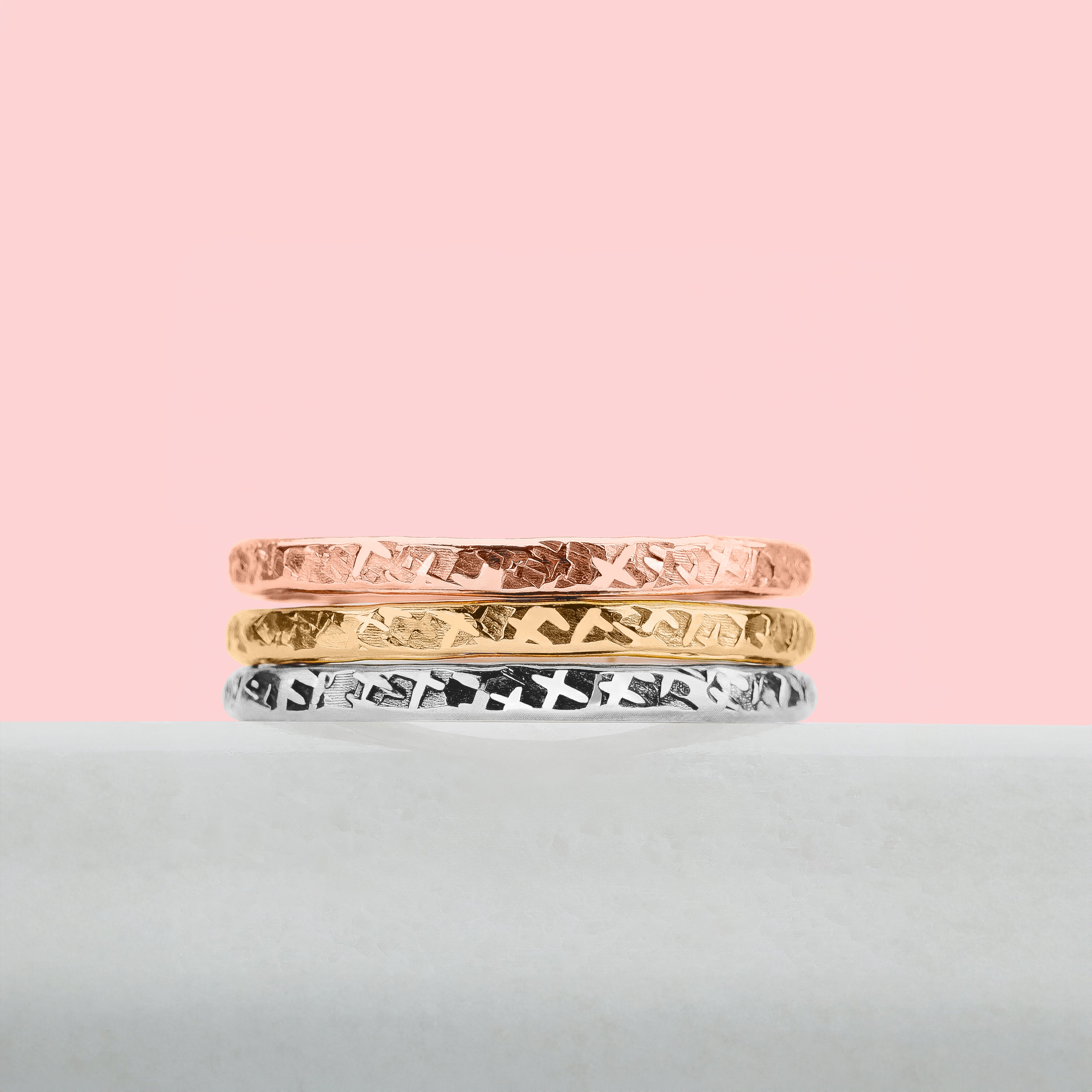 Trio of Raw Silk Stacking Rings