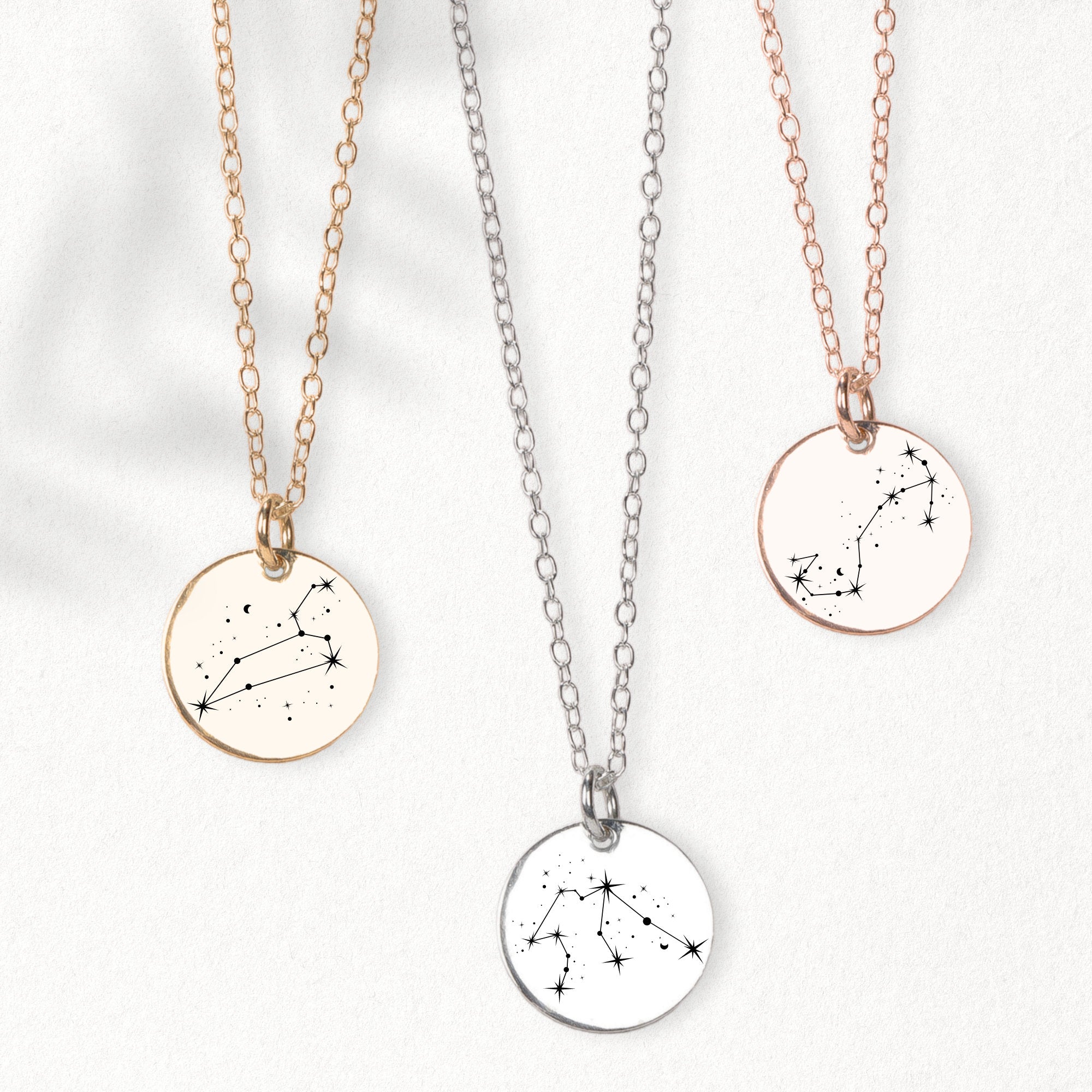 Constellation Disc Necklace - Melanie Golden Jewelry - _badge_new, birth month, bridal party, celestial, disc necklaces, love, mystic, necklaces, new, pendant necklace, personalized, wedding