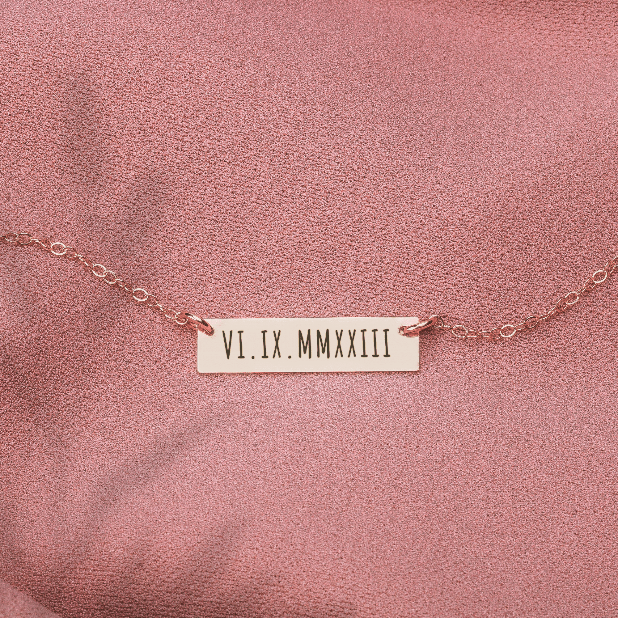 Personalized Roman Numerals Bar Necklace | Custom Engraved Skinny Number Date Bar Necklace in Silver, Gold, or Rose Gold | Gift for Her