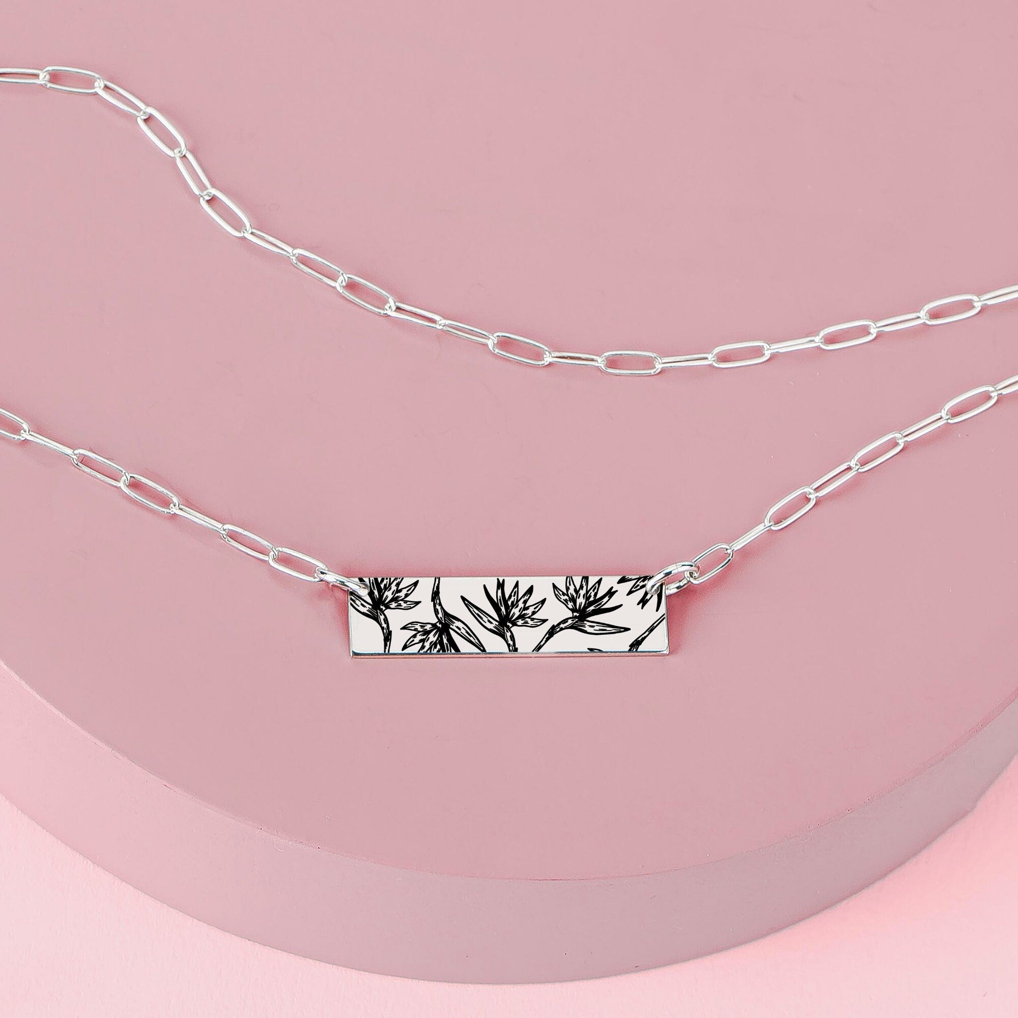 Plant Mama Bar Necklace | Trending Popular Houseplants Engraved Skinny Bar Pendant | Silver Gold or Rose Gold | Foliage Floral Gift for Her