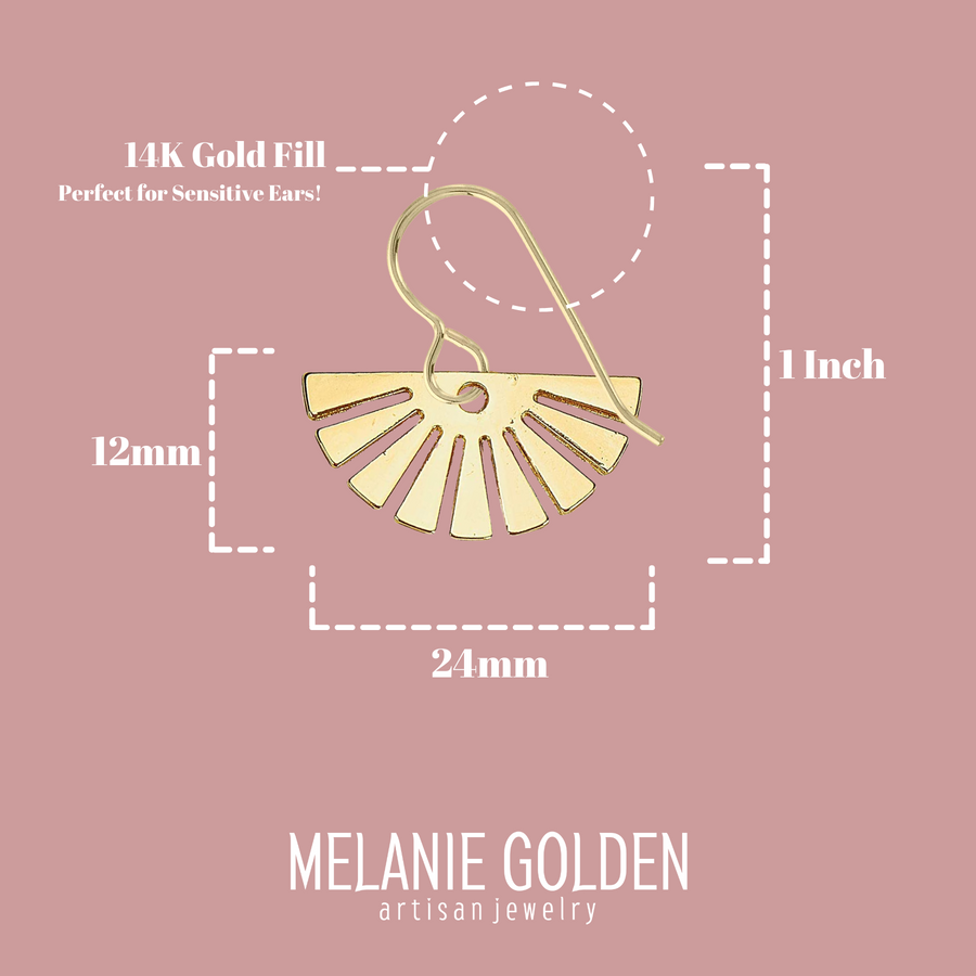 Gold Fan Earrings - Melanie Golden Jewelry - dangle earrings, earrings