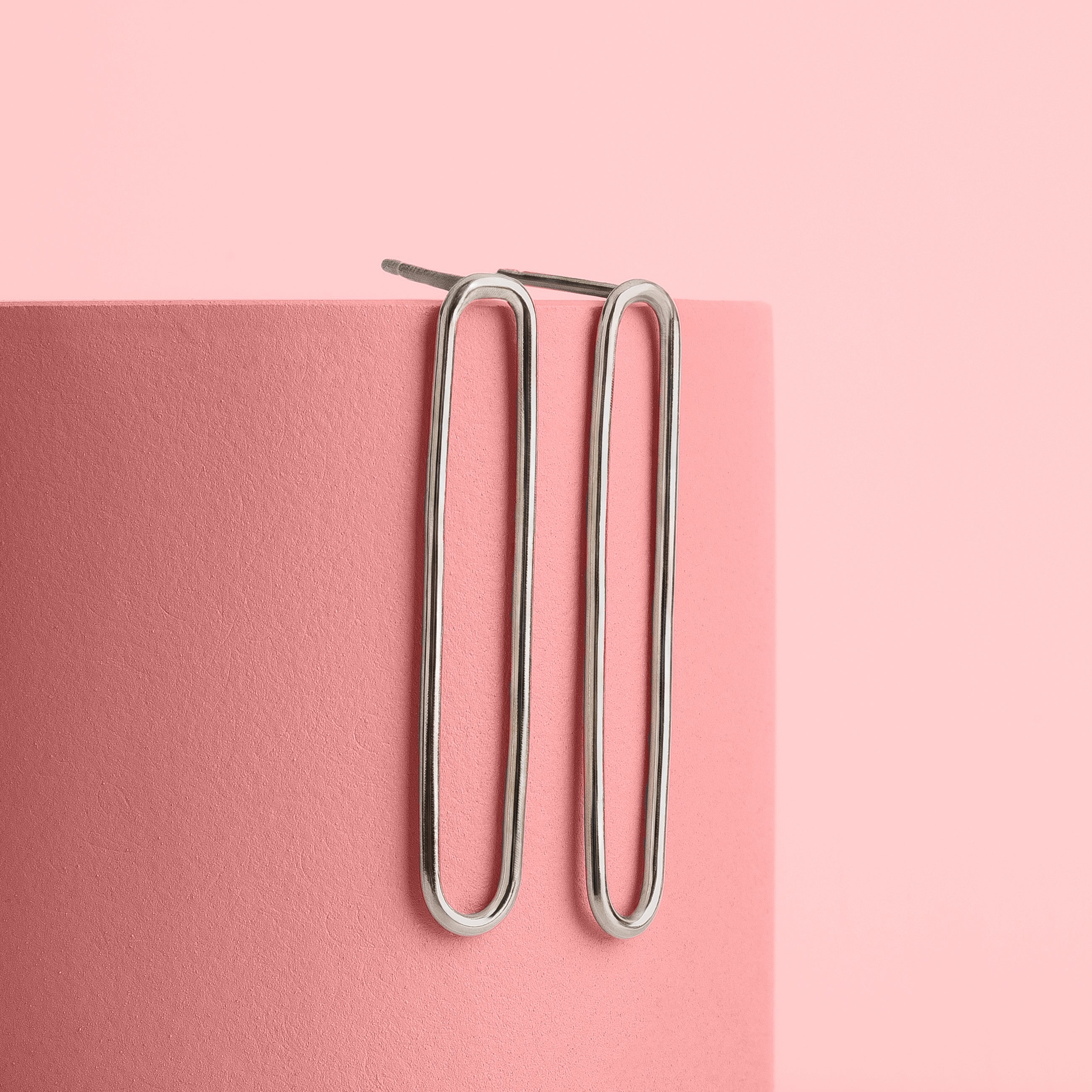 Oval Paperclip Chain Link Stud Earrings | Gold, Rose Gold, or Silver | Long Elongated Oval Loop Hoop Post Earrings | Minimalist Everyday