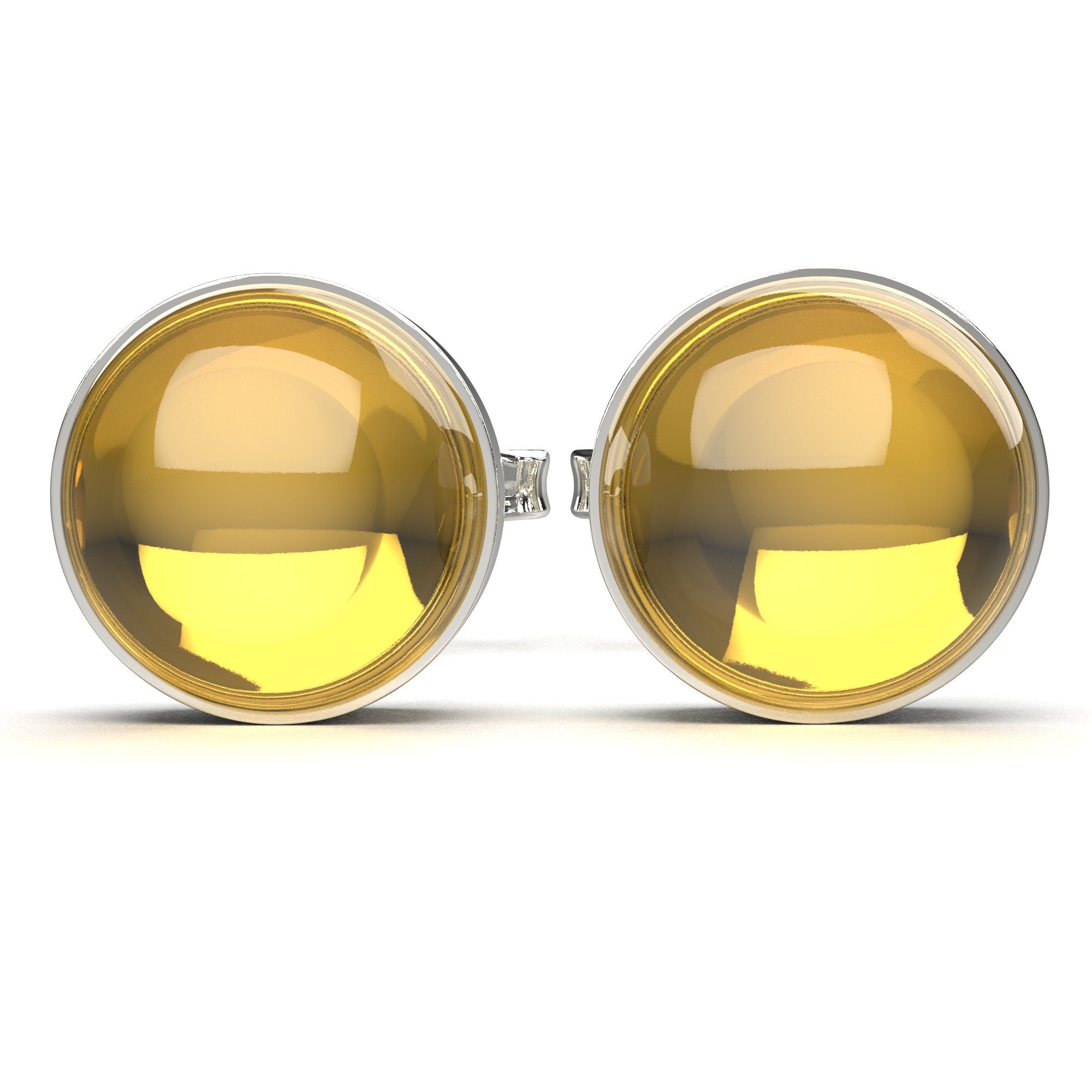 Yellow Citrine Gemstone Stud Earrings | Tiny Sterling Silver Round Circle Light Yellow Stone Post Earrings for Women & Girls