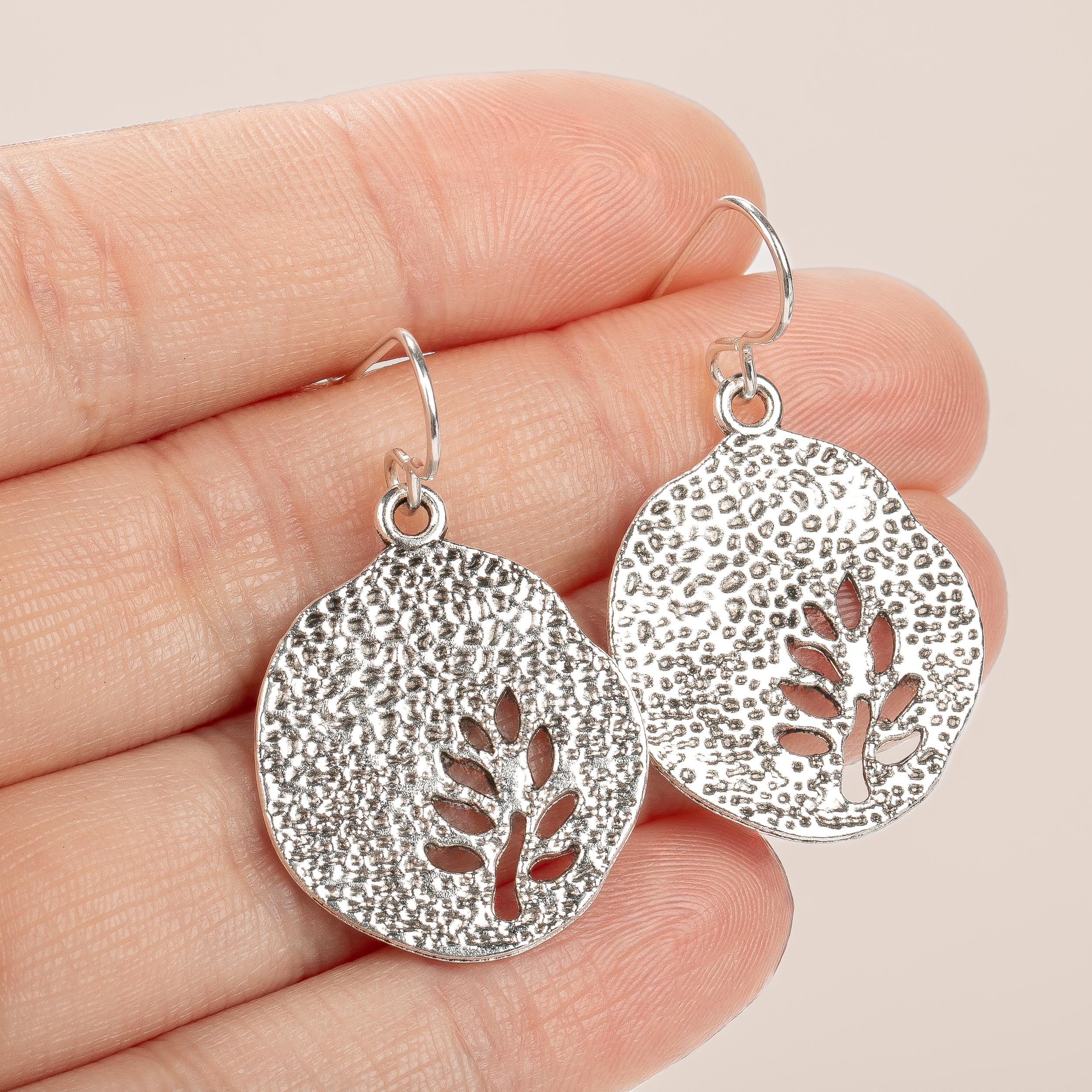 Tree Branch Disc Dangle Earrings | Fun Summer Earrings for Women and Girls in Sterling Silver