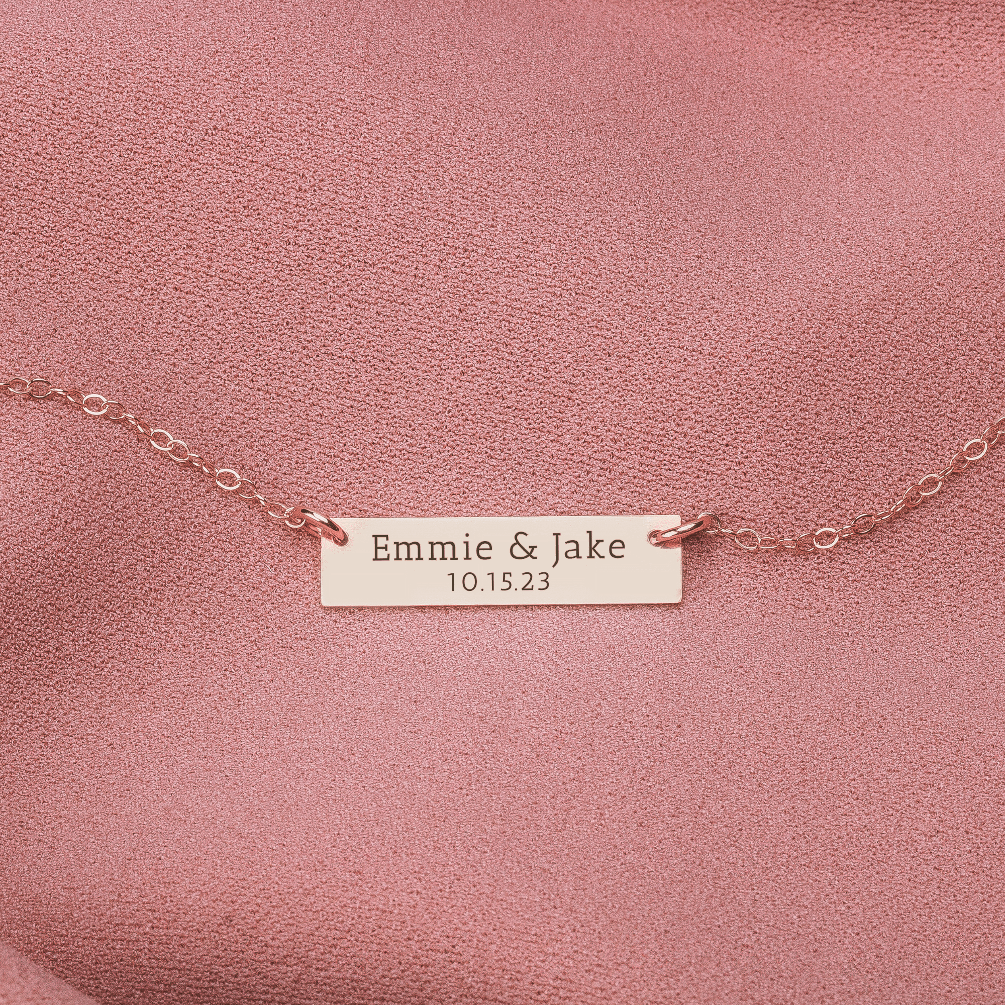 Personalized Couples Bar Necklace | Custom Engraved Skinny Nameplate Bar Necklace in Silver, Gold, or Rose Gold | Customized Gift for Her