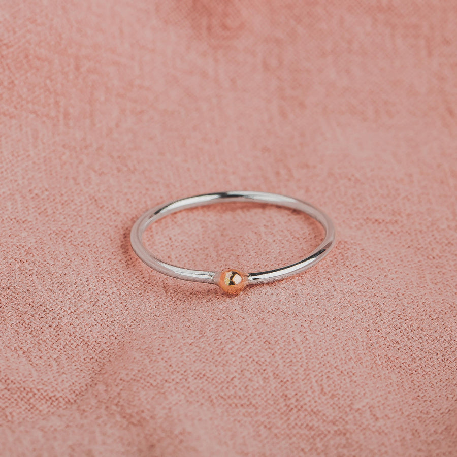 Gold Dot Stacking Ring - Melanie Golden Jewelry - _badge_BESTSELLER, bestseller, everyday, minimal, minimal jewelry, mixed metal, ring, ring band, ring bands, rings, stacking ring, stacking rings