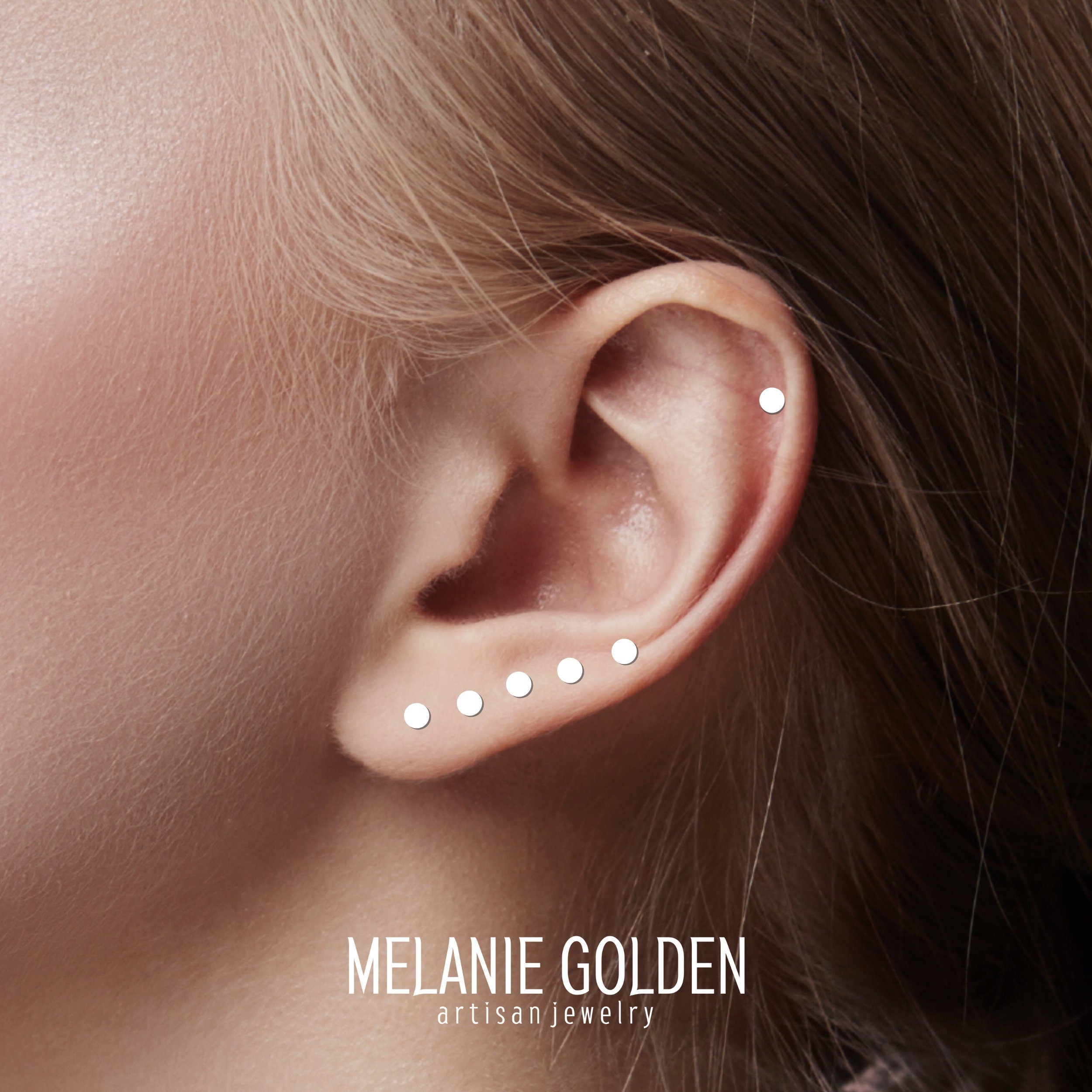 MELANIE GOLDEN JEWELRY Tiny Round Dot Disc Stud Earrings in 925 Sterling Silver, Gold Vermeil, or Rose Gold Vermeil | Dainty Minimalist Earrings for Women