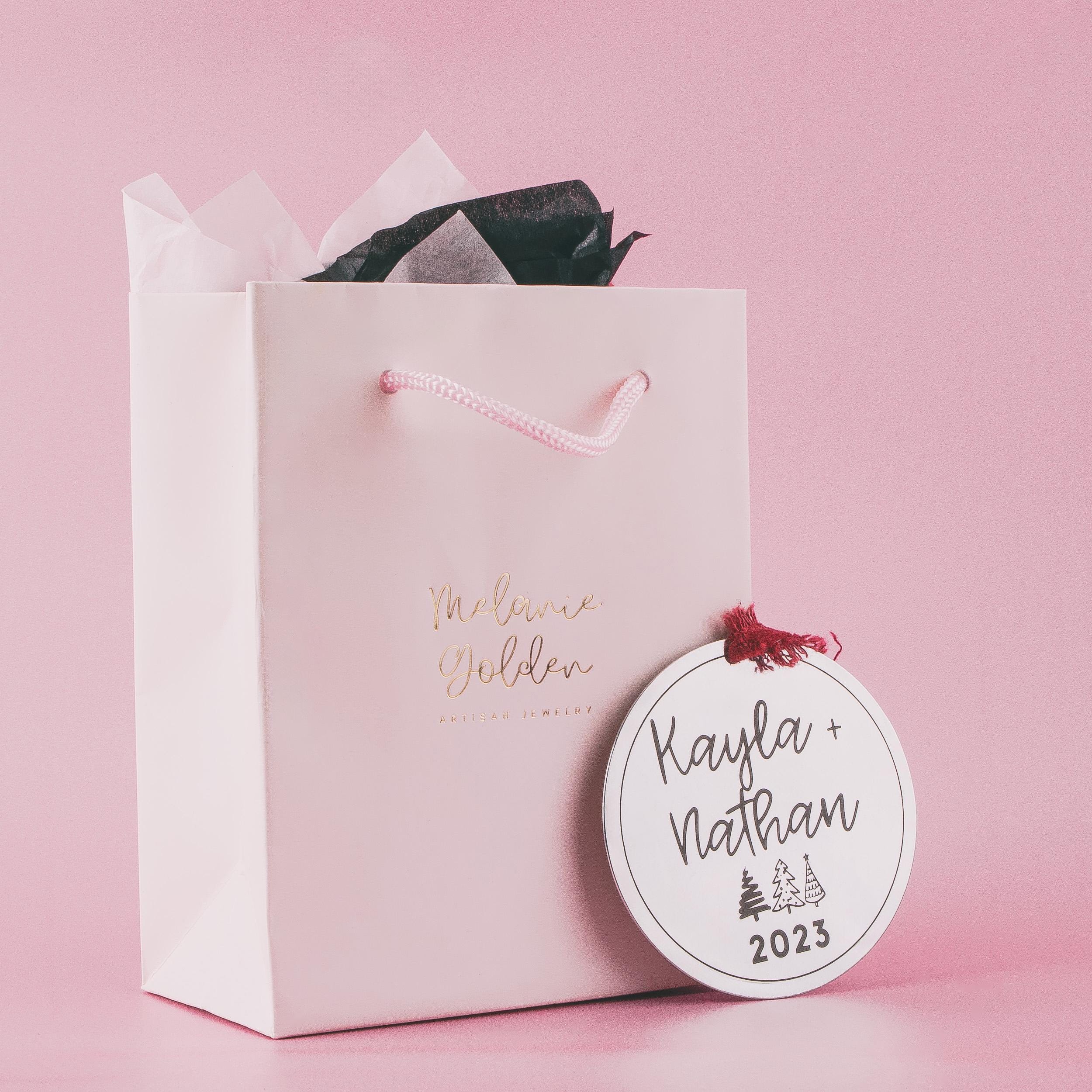 Couples Christmas Ornament | Girlfriend Boyfriend Wife Fiancé Personalized Gift | Custom Names & Date Holiday Decor | Modern Stainless Steel