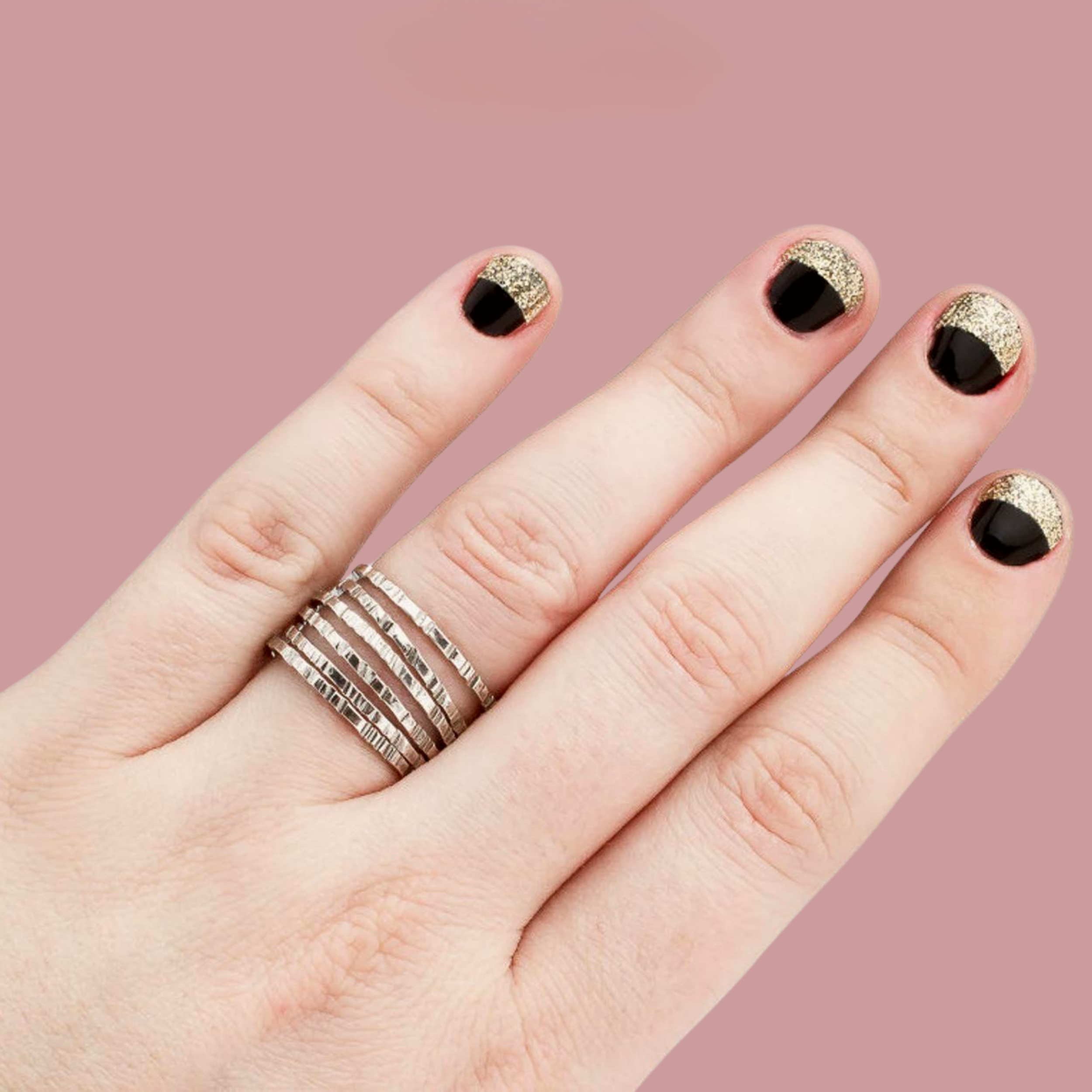 Rugged Stacking Rings | Sterling Silver Lined Striped Rugged Hammered Stacking Rings Stackable Stack Skinny Thin Ring Bands | USA Sizes 2-12