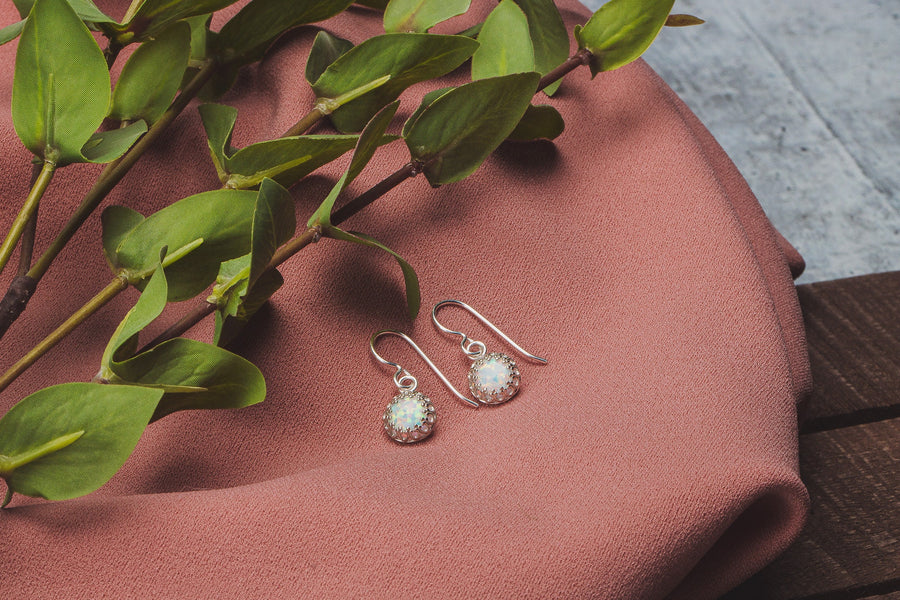 White Opal Gemstone Earrings