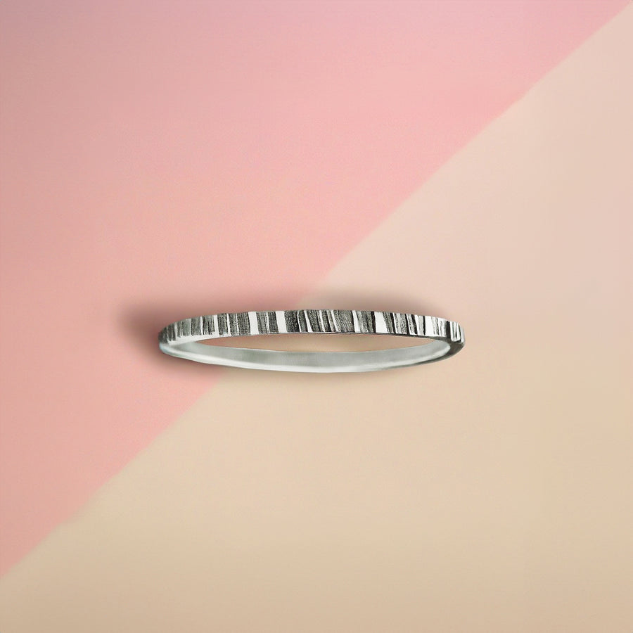 Rugged Stacking Rings | Sterling Silver Lined Striped Rugged Hammered Stacking Rings Stackable Stack Skinny Thin Ring Bands | USA Sizes 2-12