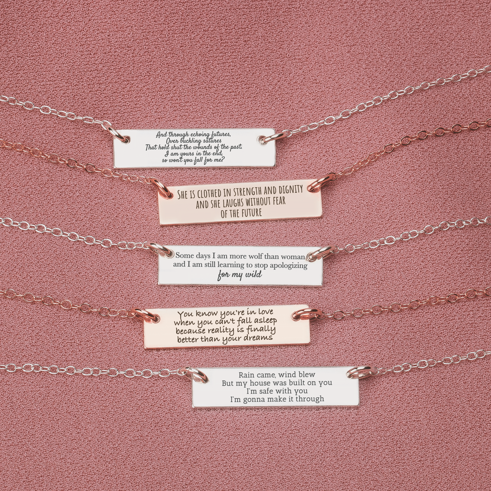 Custom Quote Bar Necklace | Personalized Engraved Skinny Message Bar Necklace in Silver, Gold, or Rose Gold | Customized Gift for Her