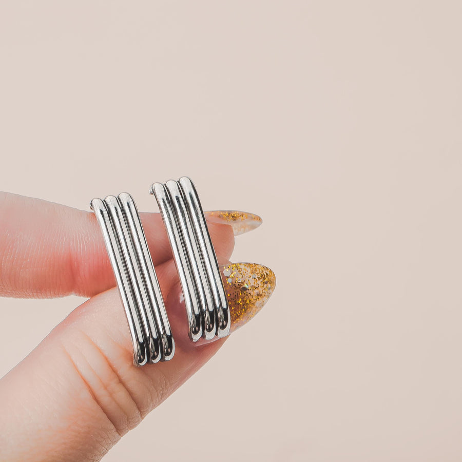 Rowe Suspender Earrings | Sterling Silver Line Bar Cuff Stud Earrings | Geometric Suspension Earrings, Wrap Earrings | Minimalist Everyday