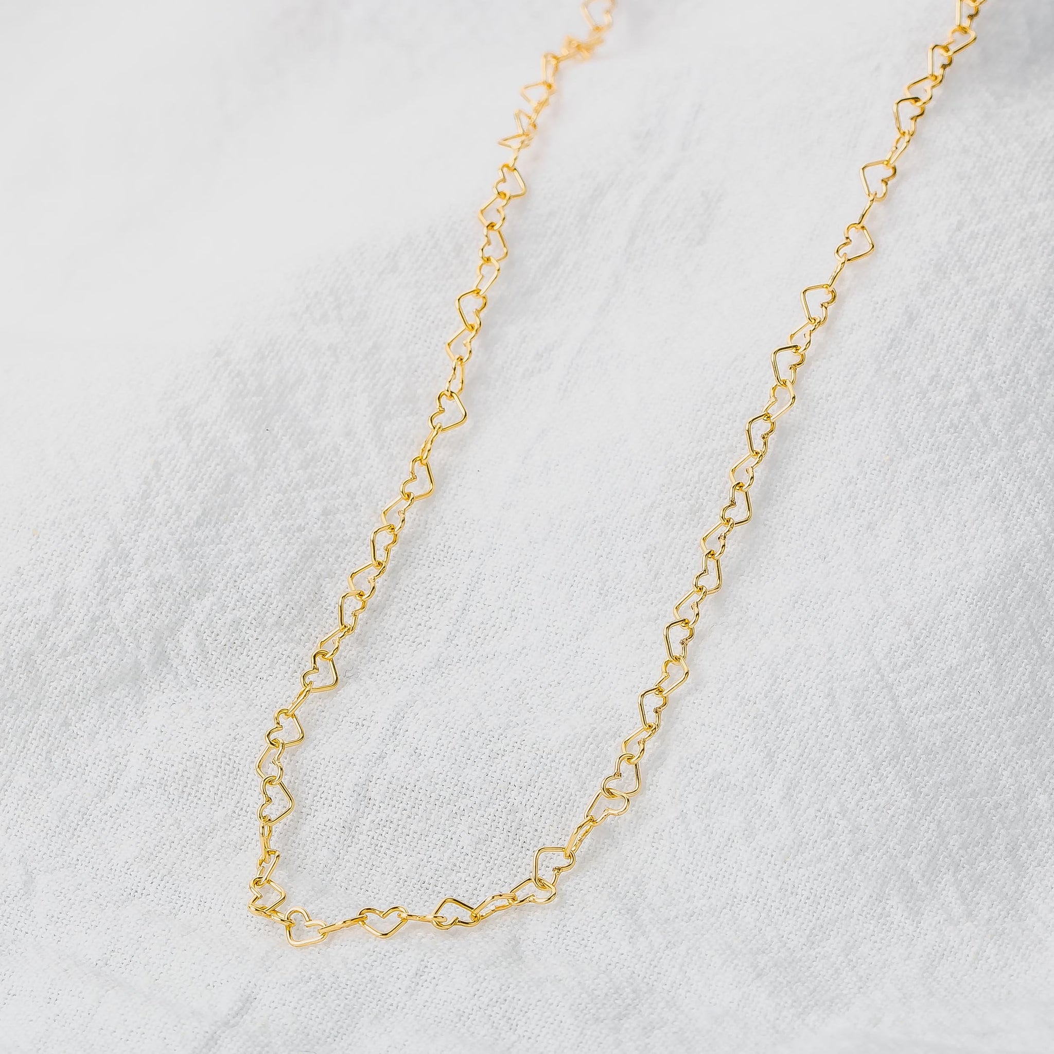 Heart Link Chain Necklace | Gold Silver or Rose Dainty Minimalist Love Necklace | Romantic Hearts Gift for Her | Sweet Anniversary Present