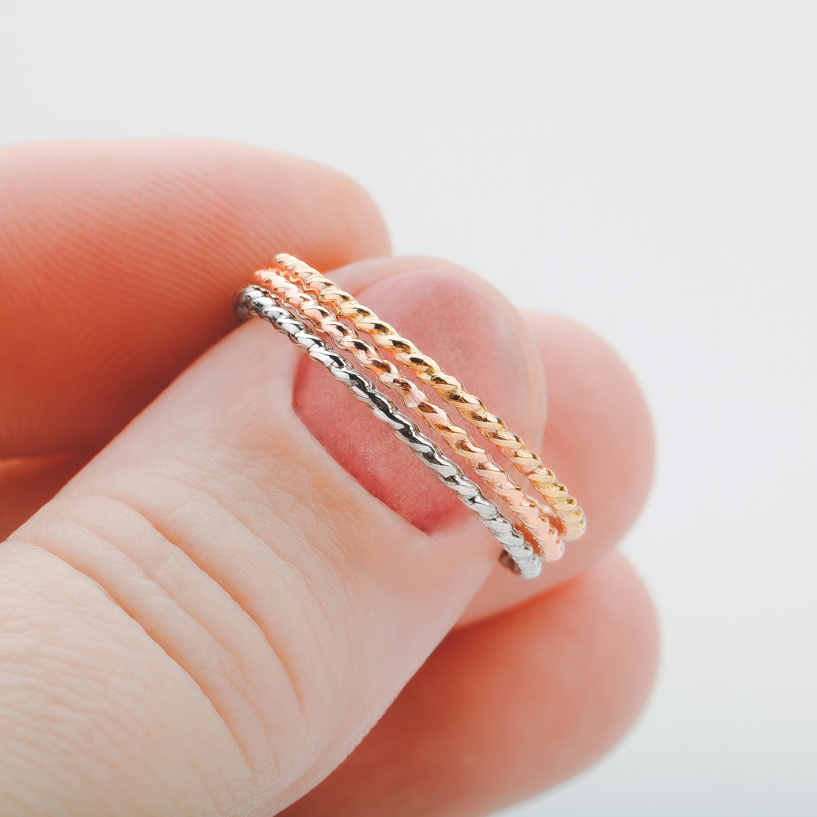 Trio of Braided Rope Stacking Rings